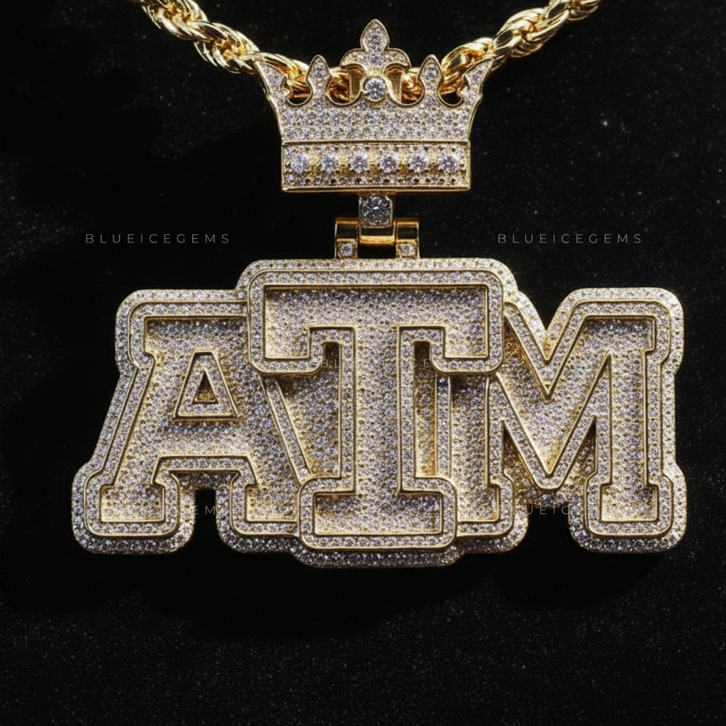 The "ATM" Sovereign: Crown-Topped Industrial Collegiate & Heavy-Gauge Gold Pendant