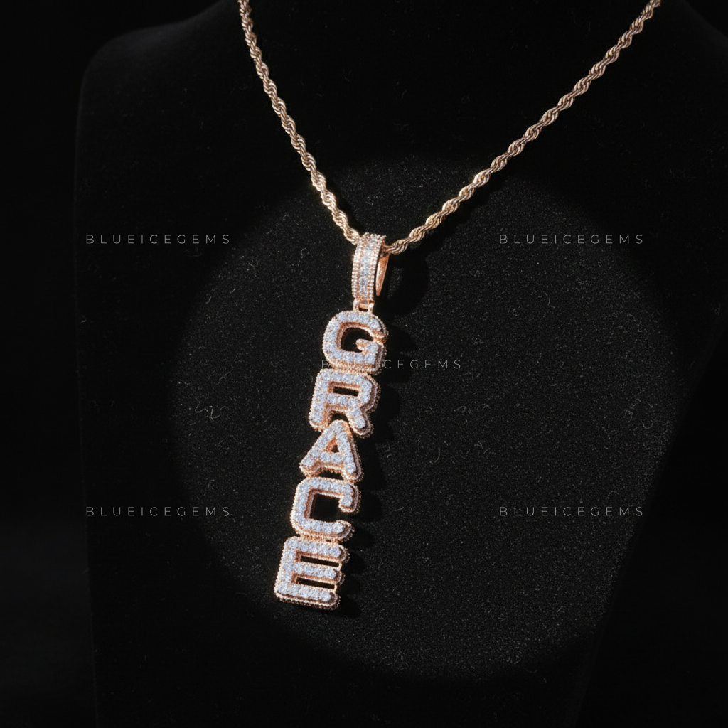 "GRACE" Vertical Custom Block Pendant