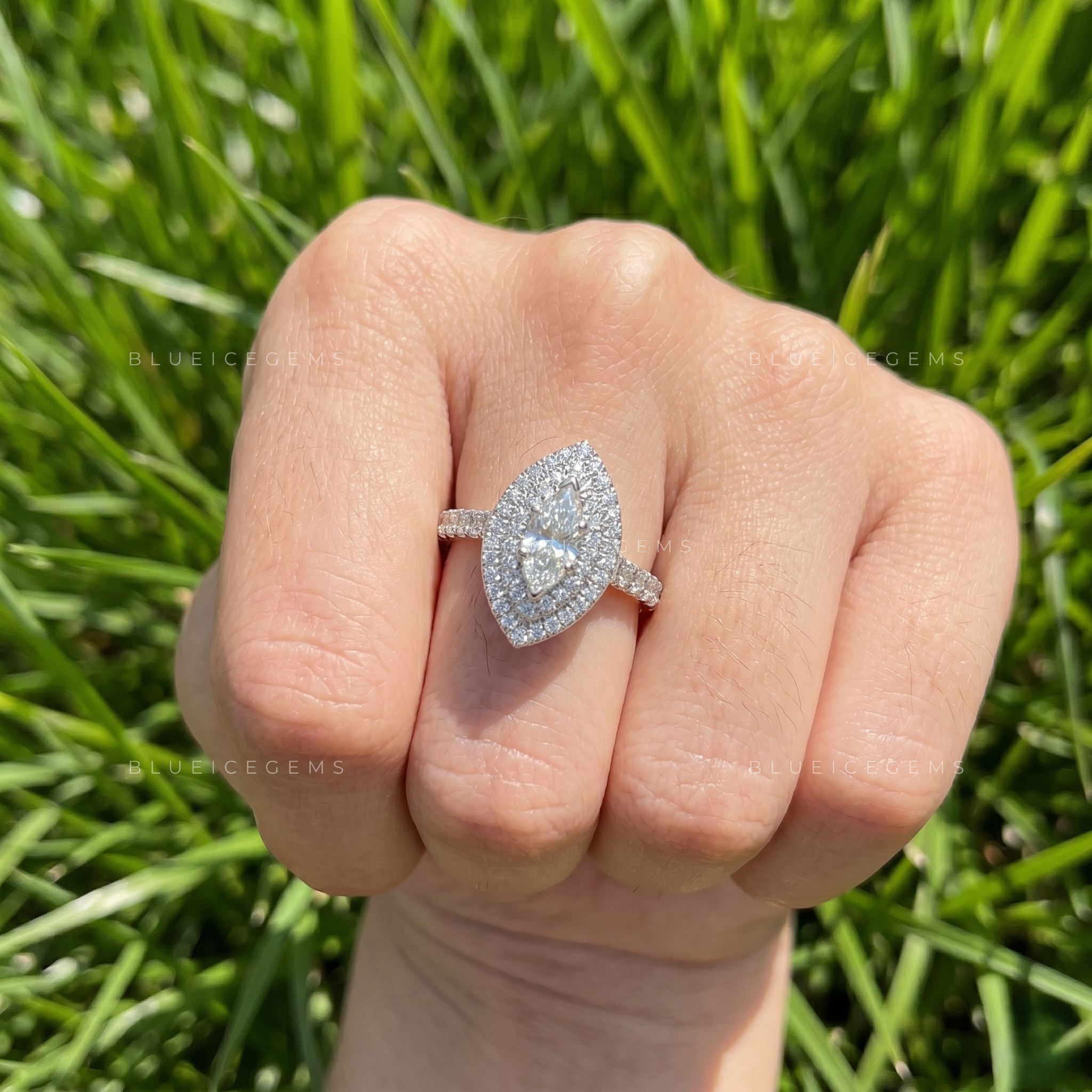 Sovereign Opulence Marquise Cut Double Halo Engagement Ring