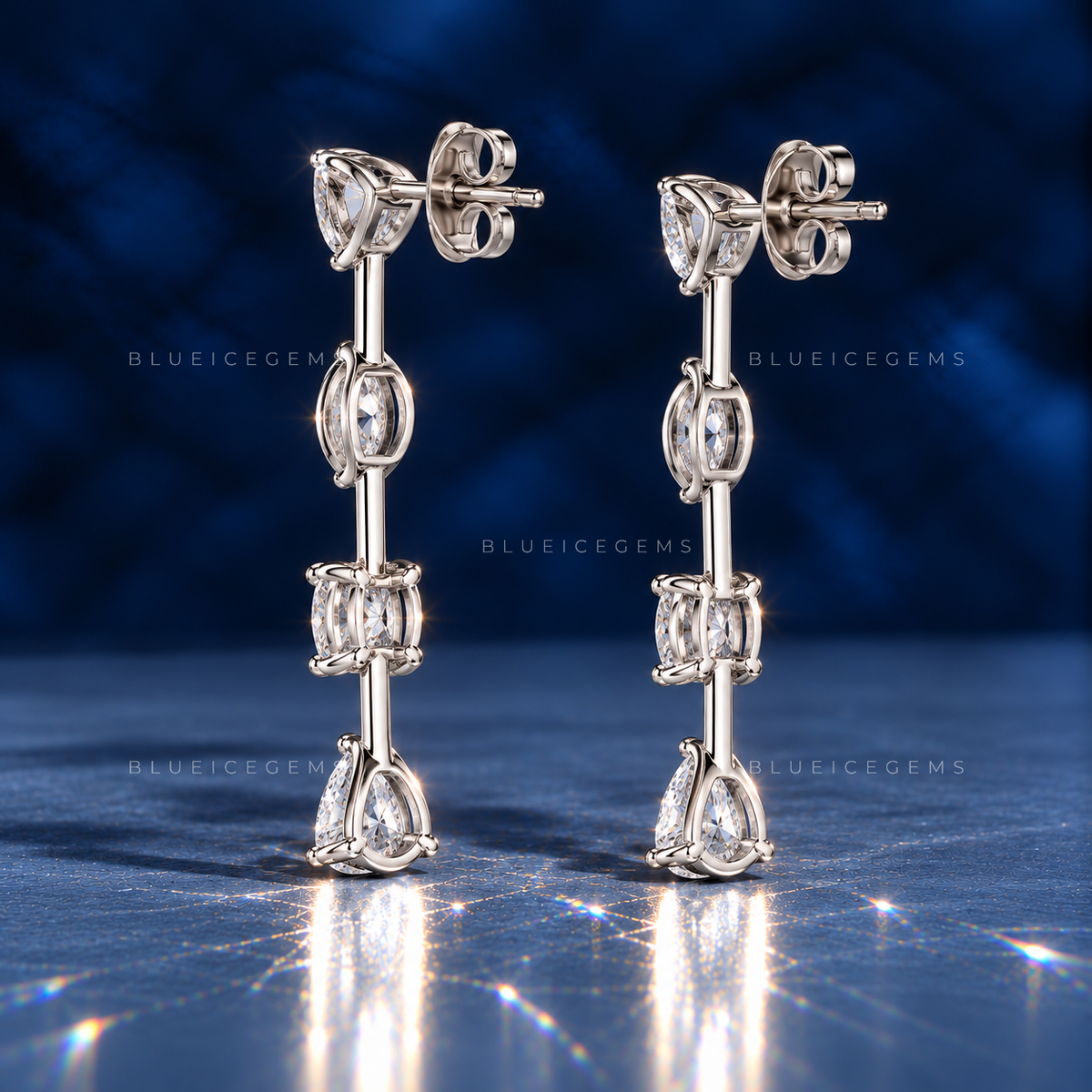 Mixed-Shape Diamond Cascade Drop Earrings