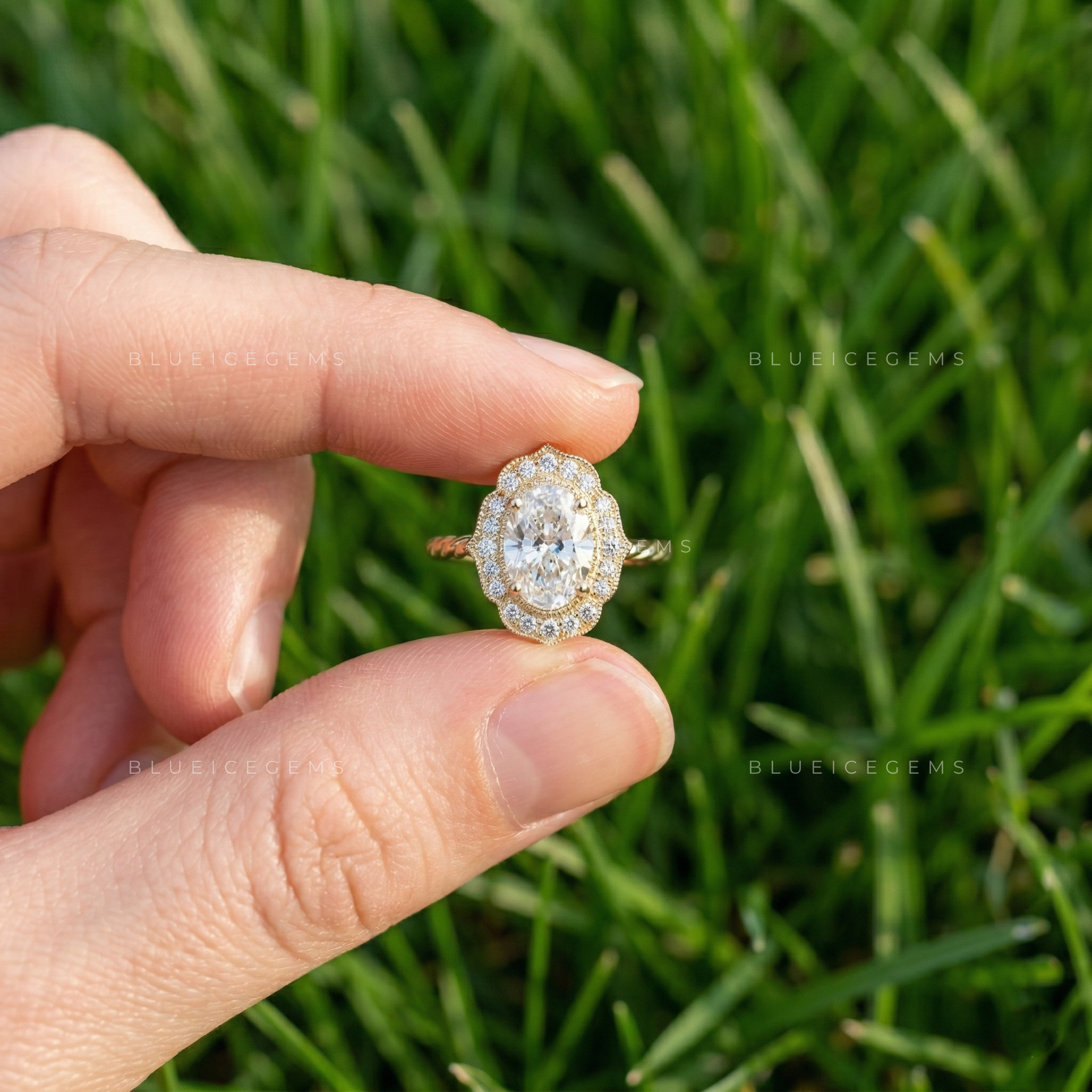 Elegant Aura Oval Cut Pavé Engagement Ring