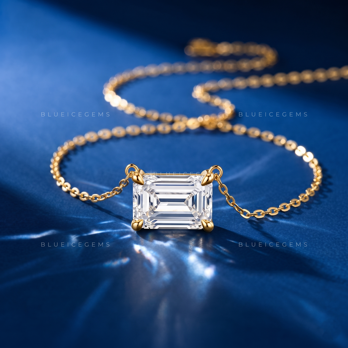 Emerald Cut Solitaire Diamond Pendant