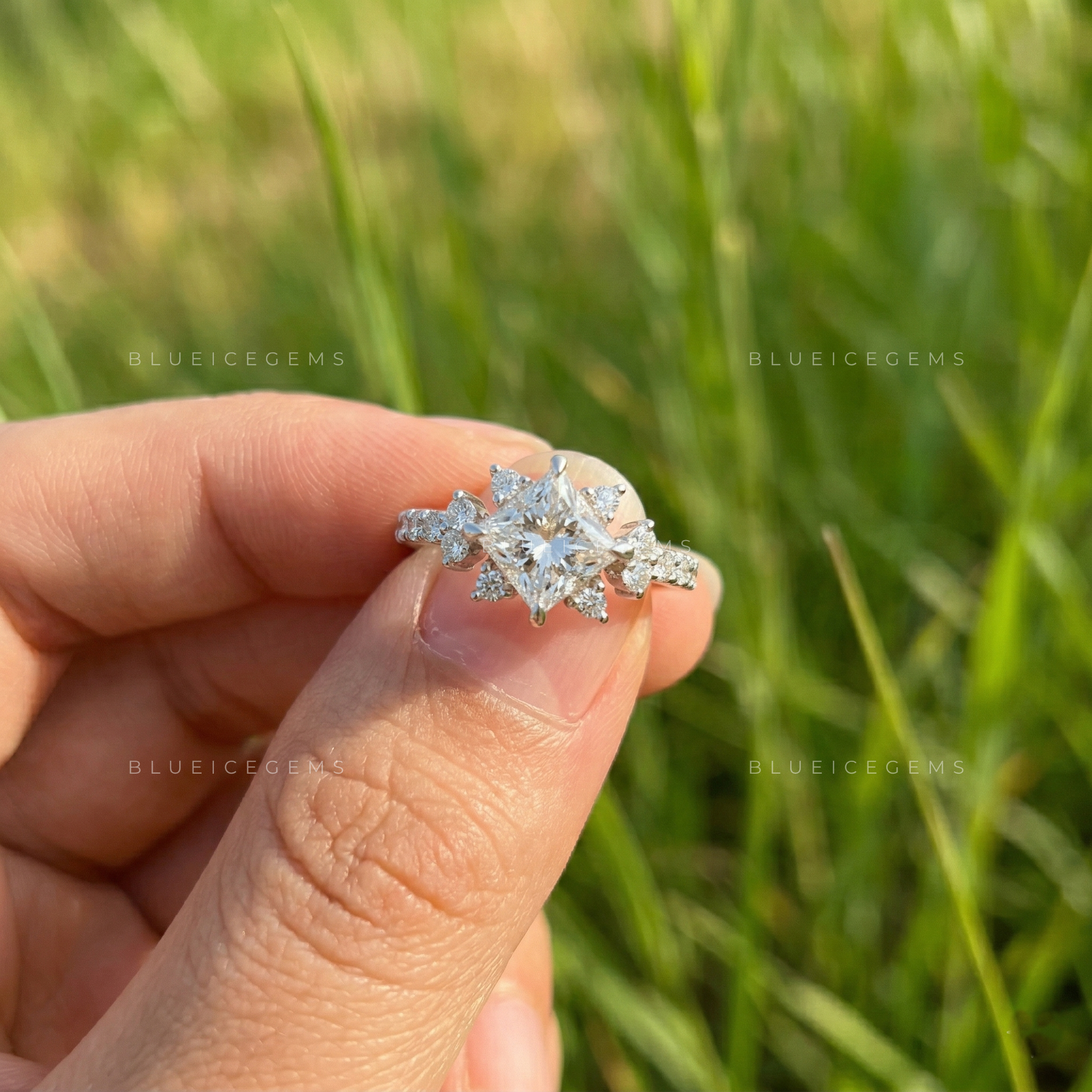 Modern Majesty Princess Cut Hidden Halo Engagement Ring