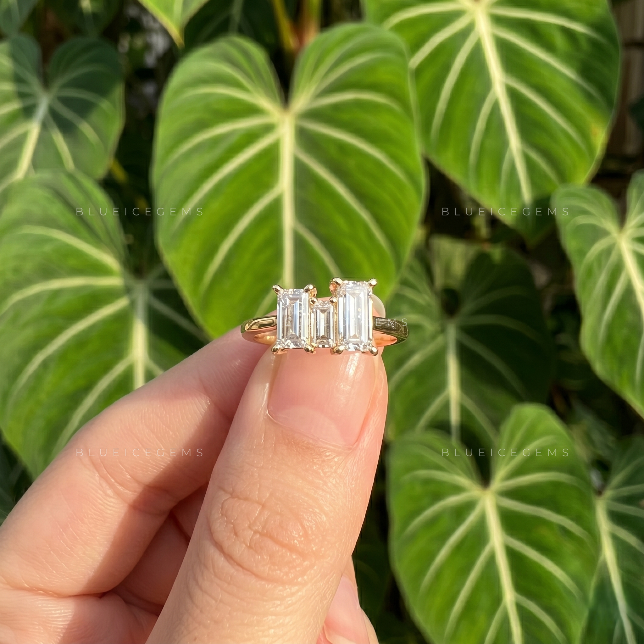 Unique Baguette Cut Trilogy Tiara Style Engagement Ring