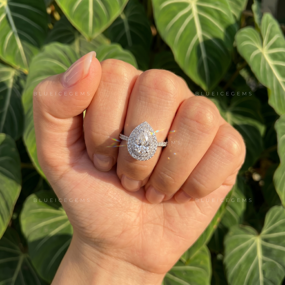 Luminous Majesty Pear Cut Double Halo Engagement Ring