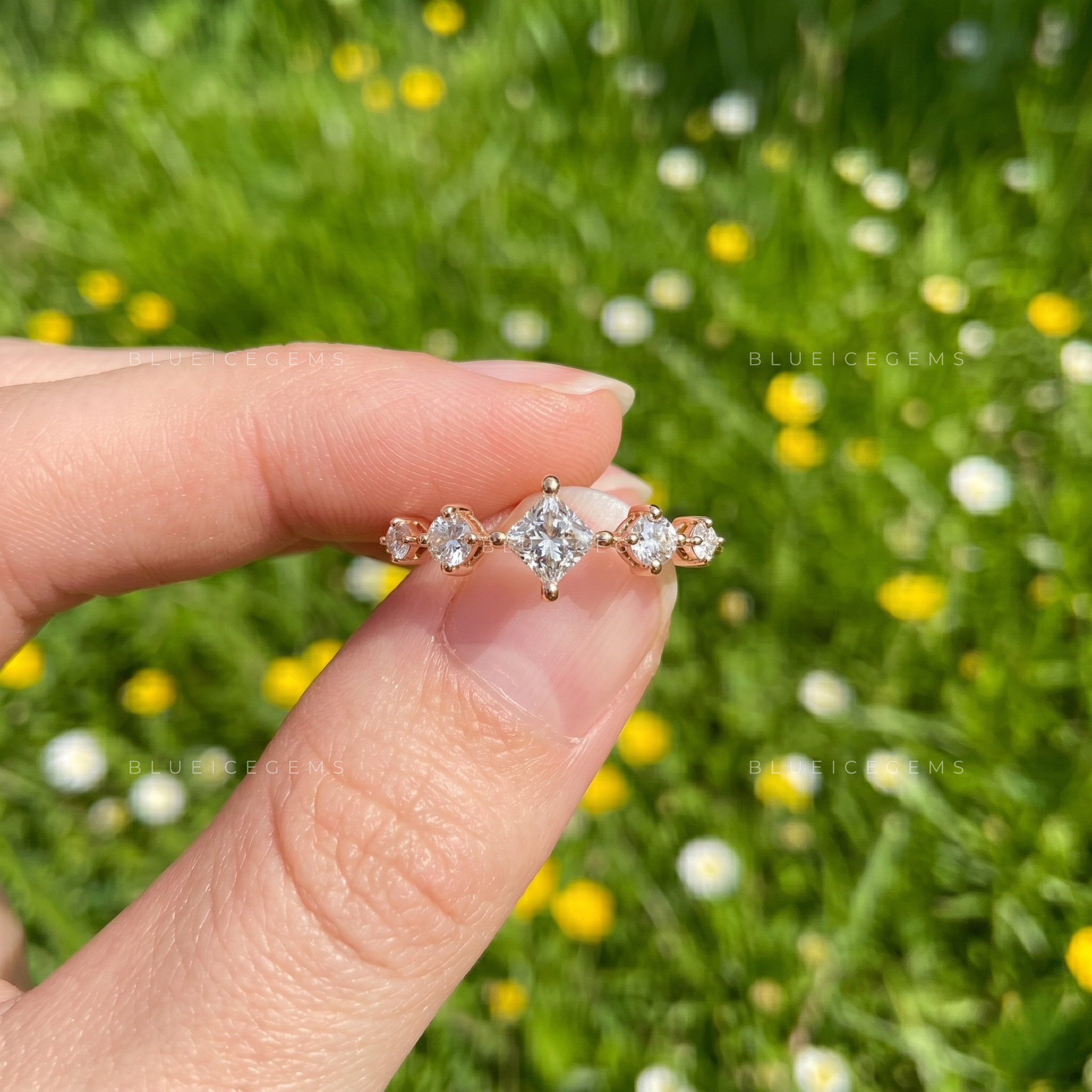 Modern 5-Stone Architectural Engagement Ring for Her