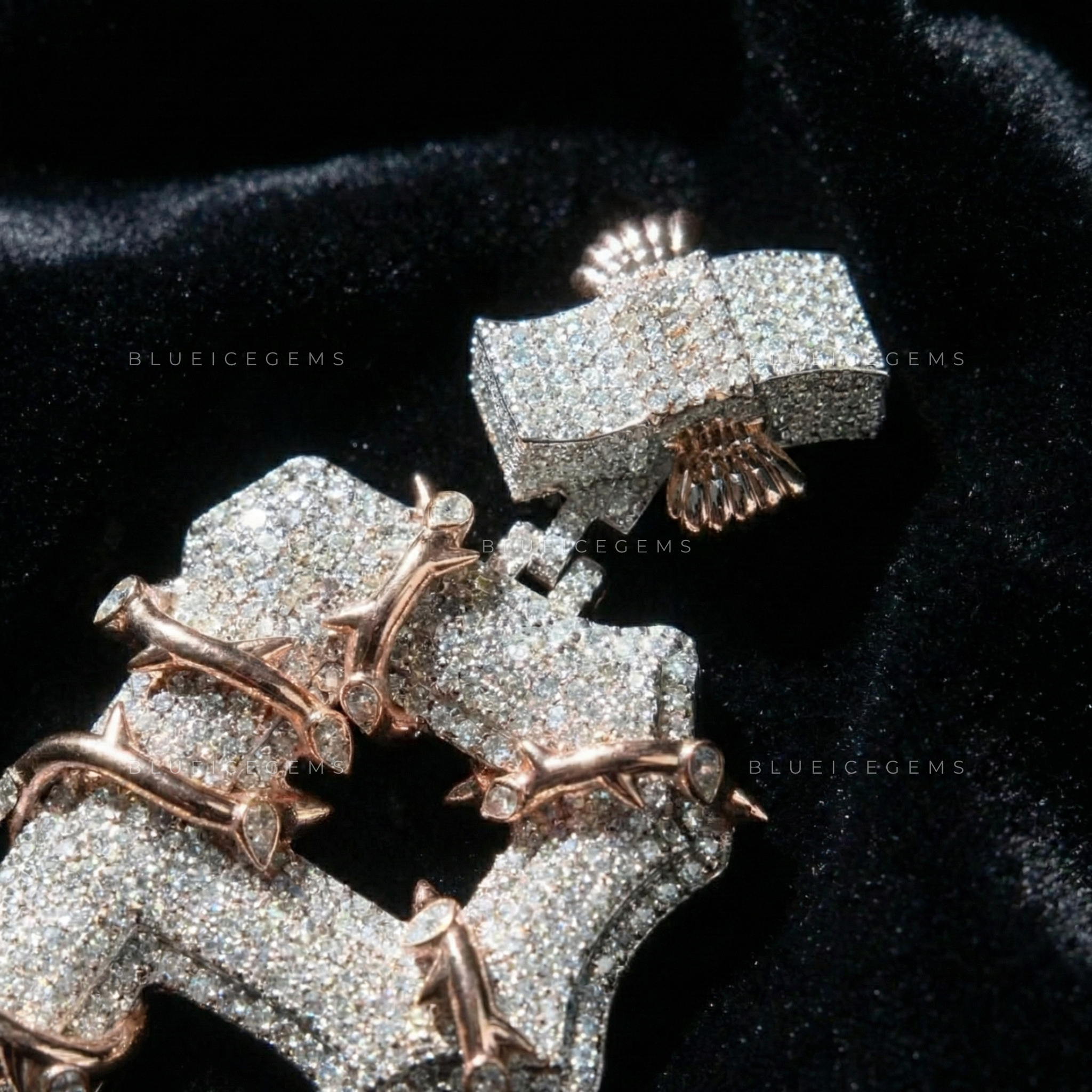 The "P" Thorn-Wrap Sovereign: Gothic Vine Detail & Iced-Out Initial Pendant