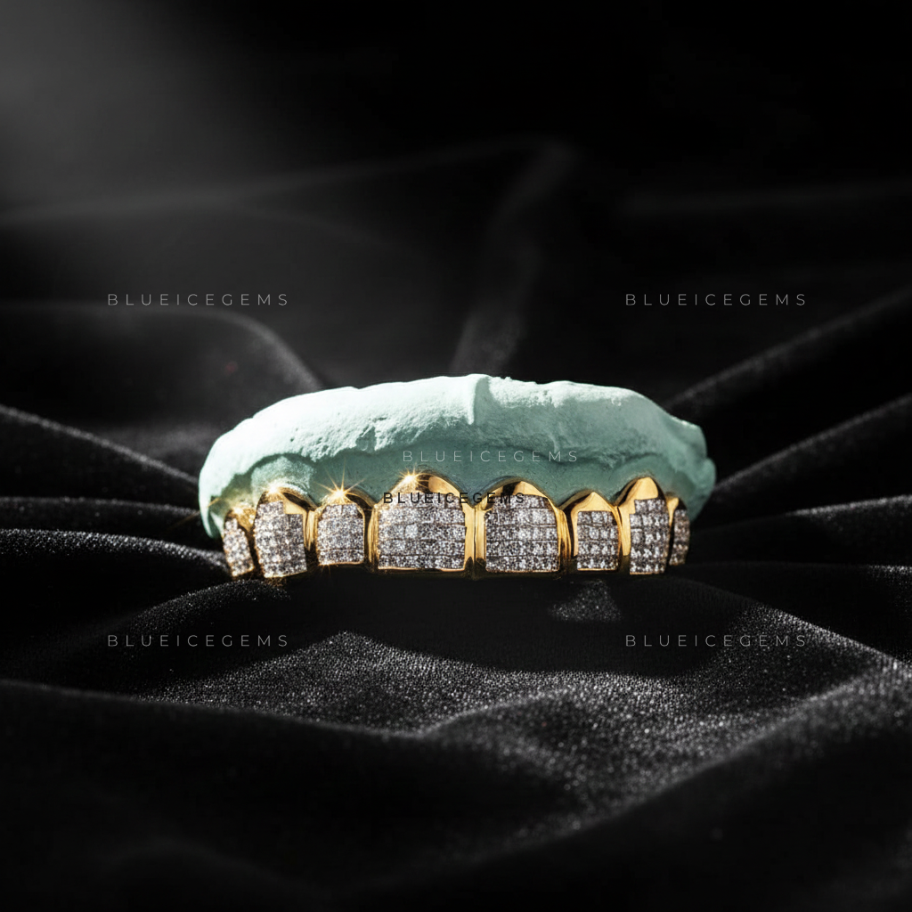 Solstice Gold Diamond Shield & Bridge Full-Set Grillz
