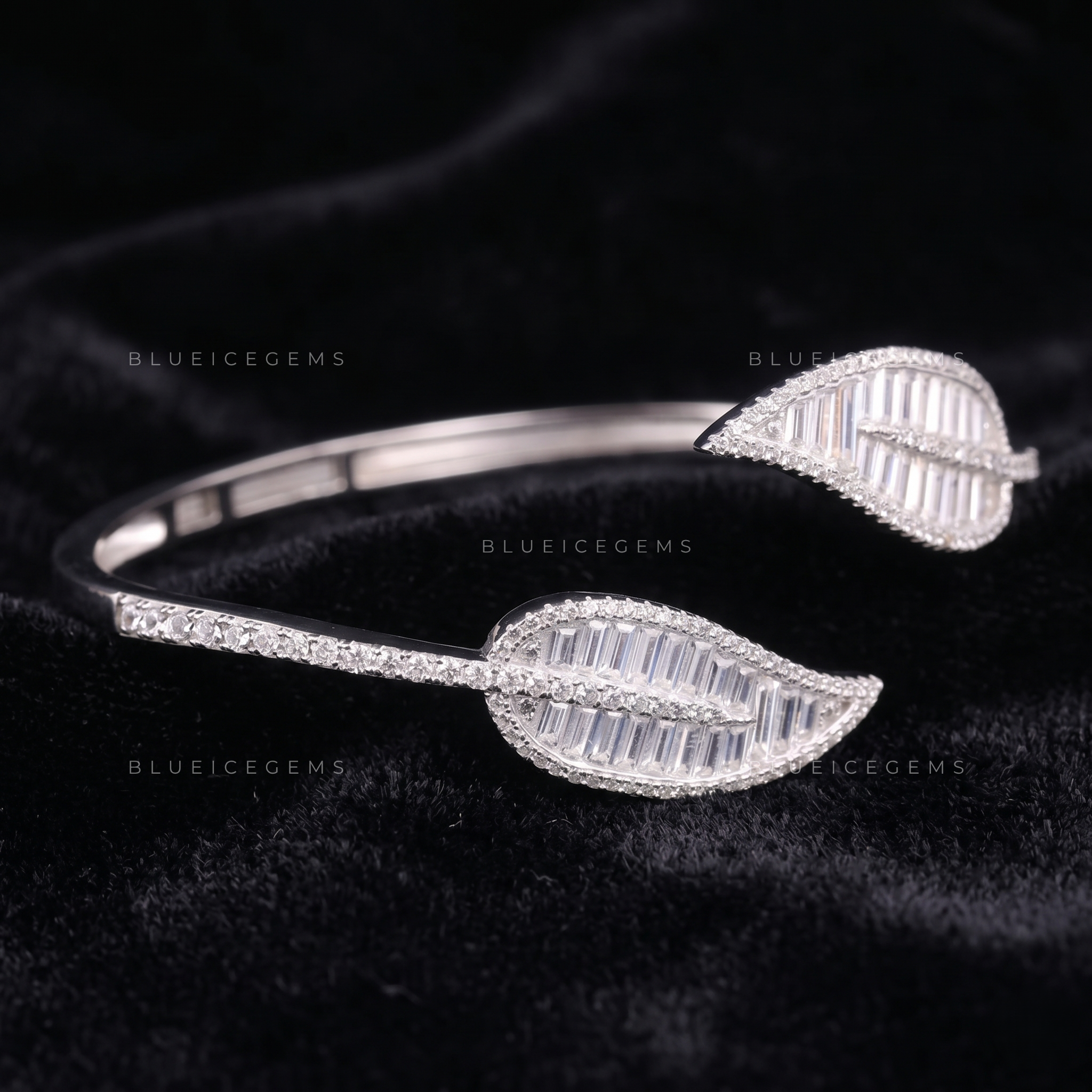 Botanical Radiance Baguette & Round-Cut Leaf Bangle