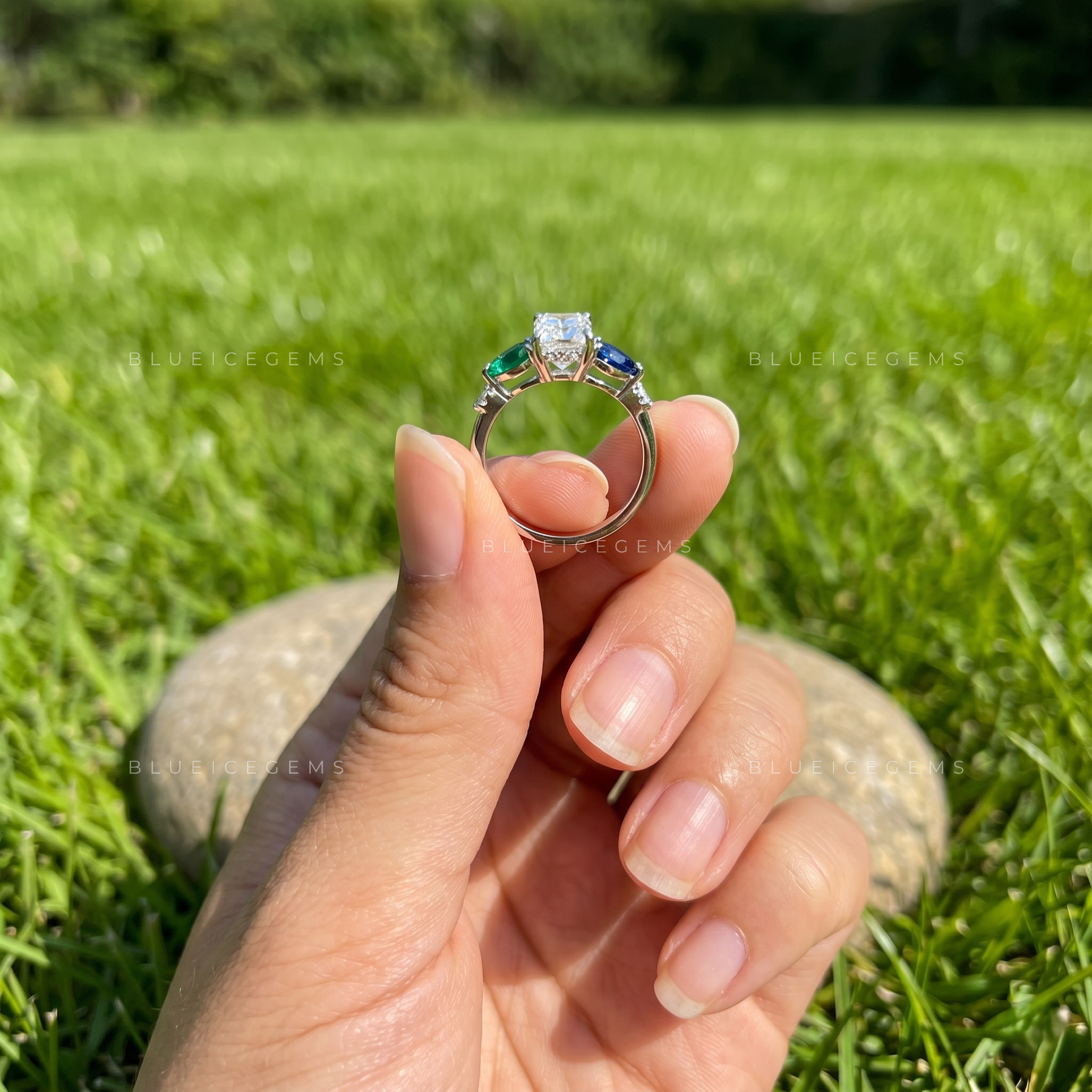 Unique Radiant Brilliant Cut Side Stone Proposal Ring
