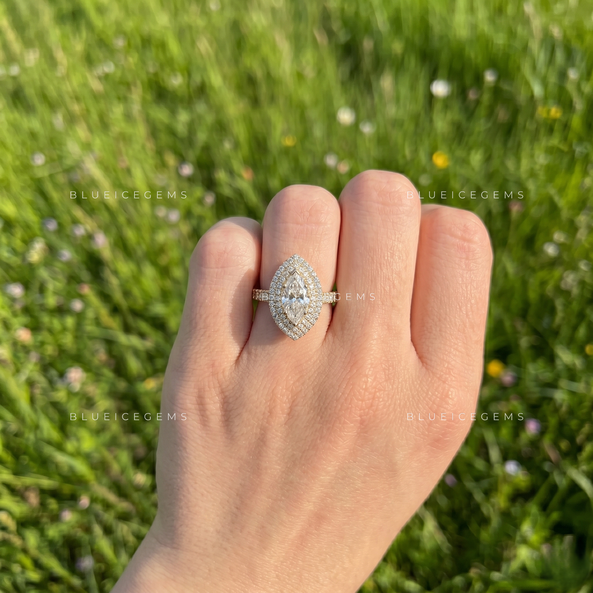 Celestial Crown Marquise Cut Accented Engagement Ring