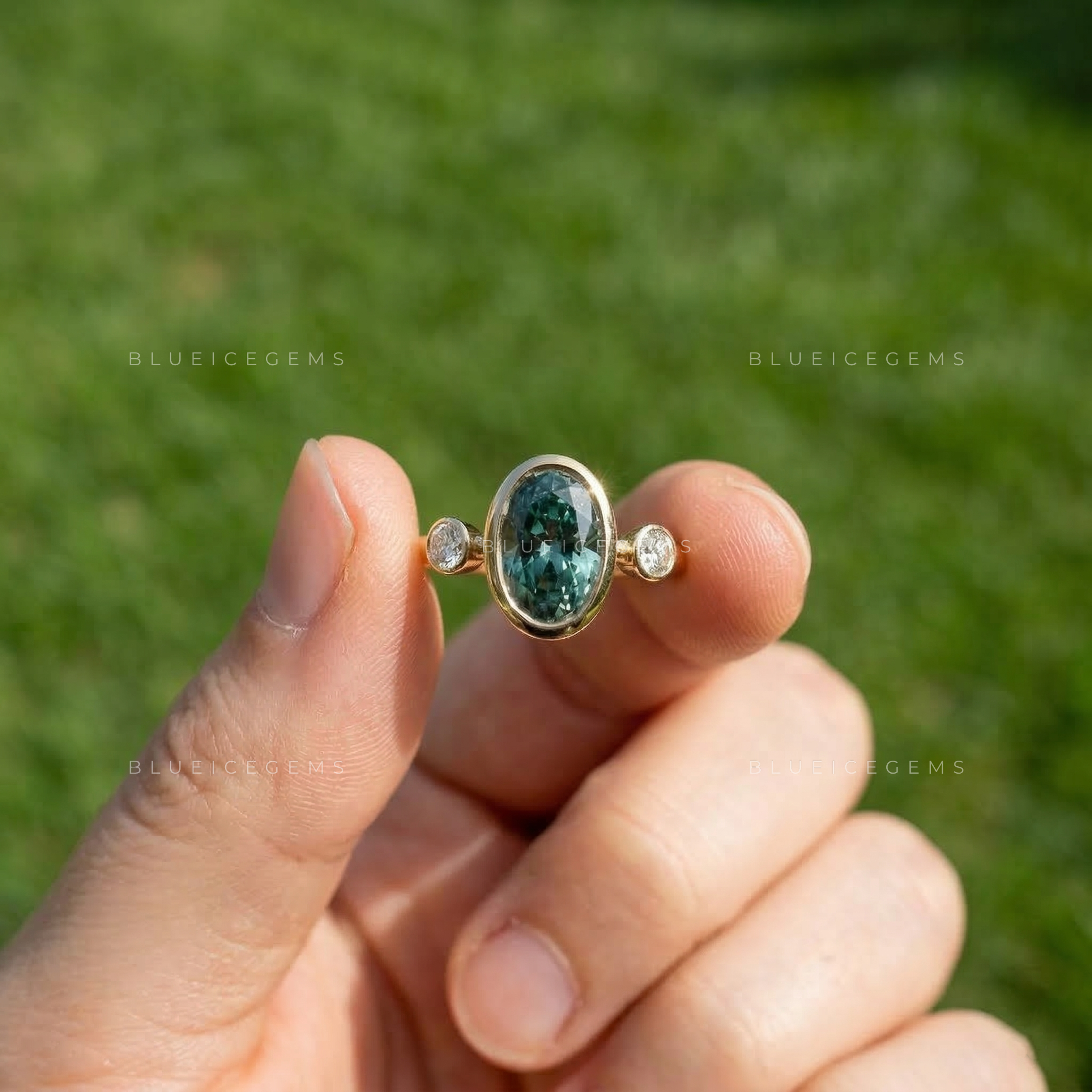 Emerald Forest Oval Cut Pavé Engagement Ring