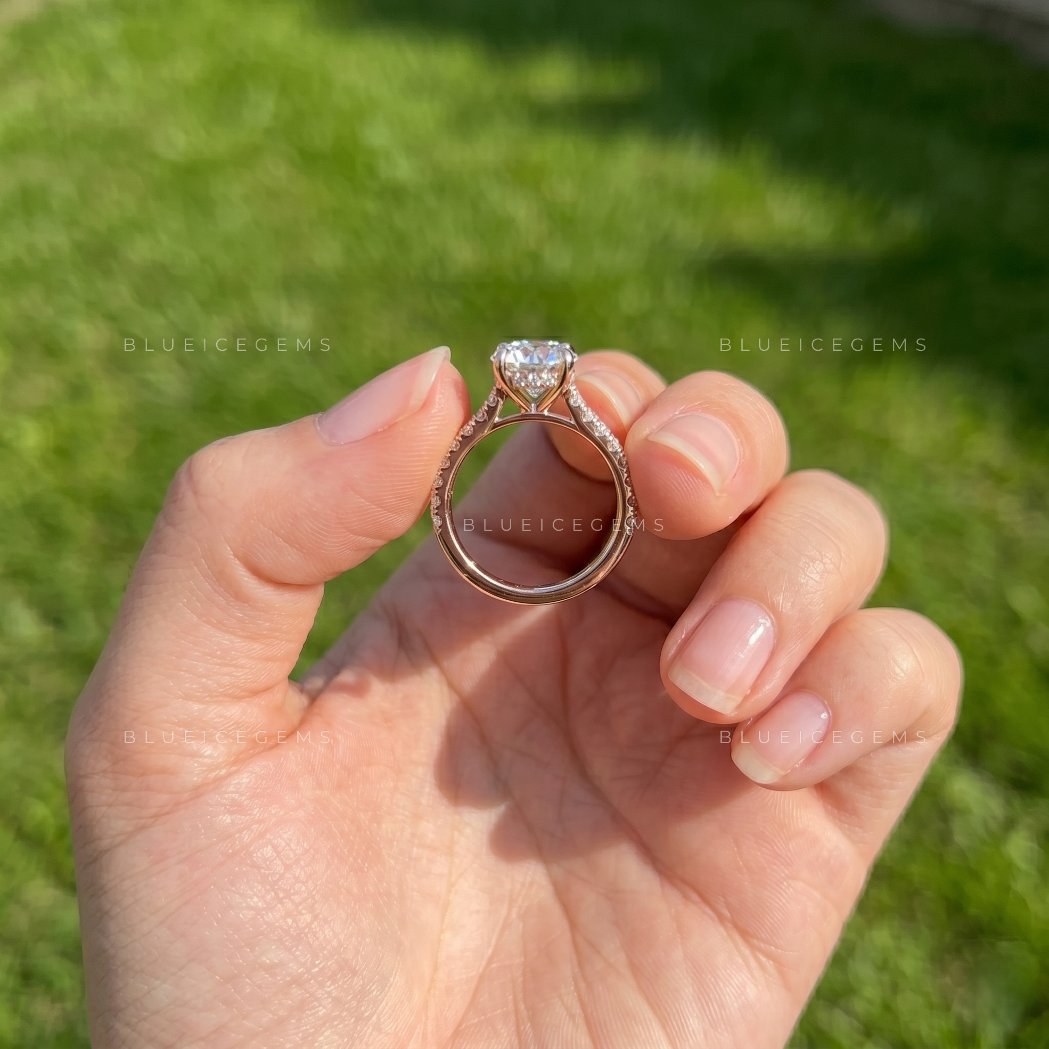 Classic Round Hidden Halo Statement Ring with Pave Setting