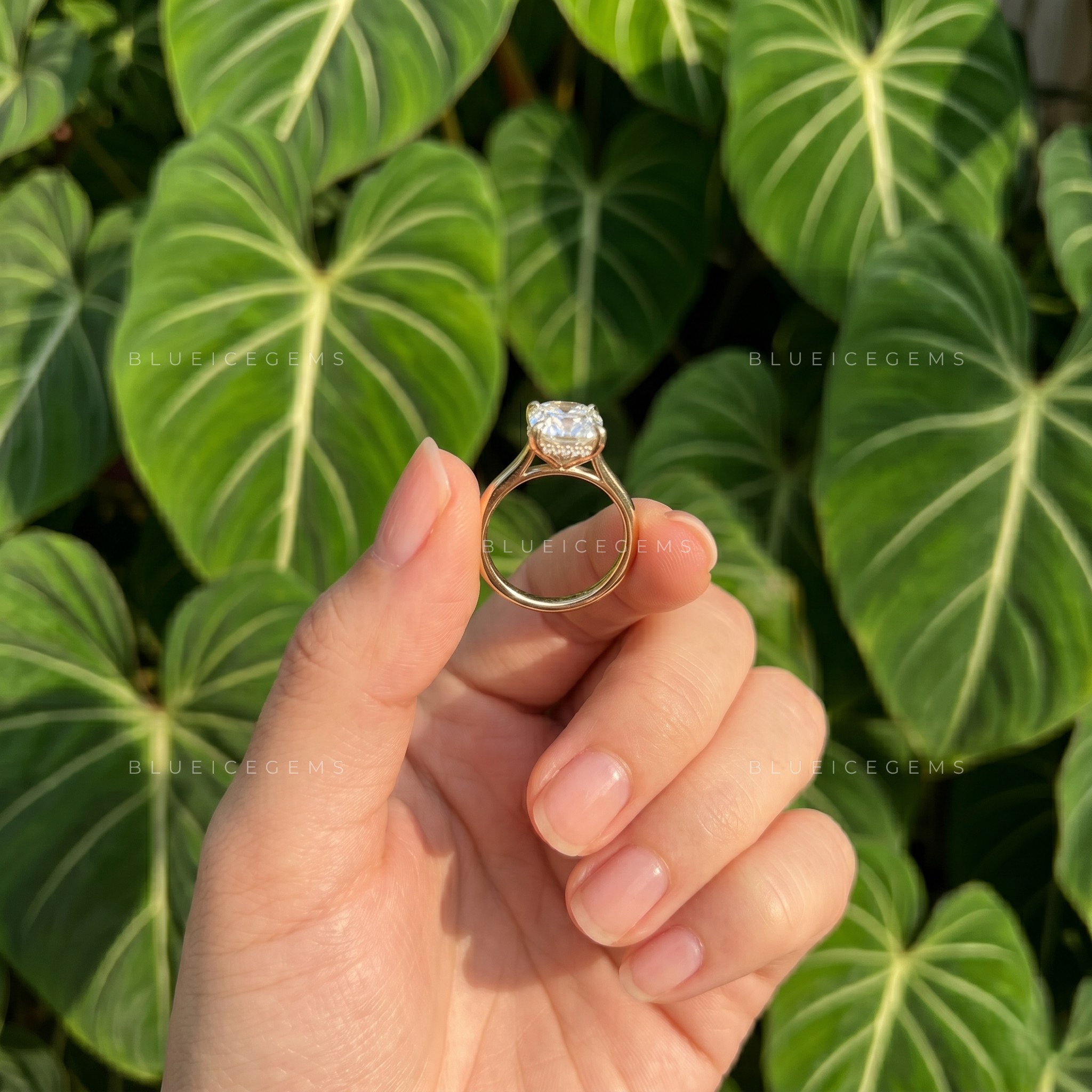 Elongated Cushion Cut Four Claw Solitaire Engagement Ring