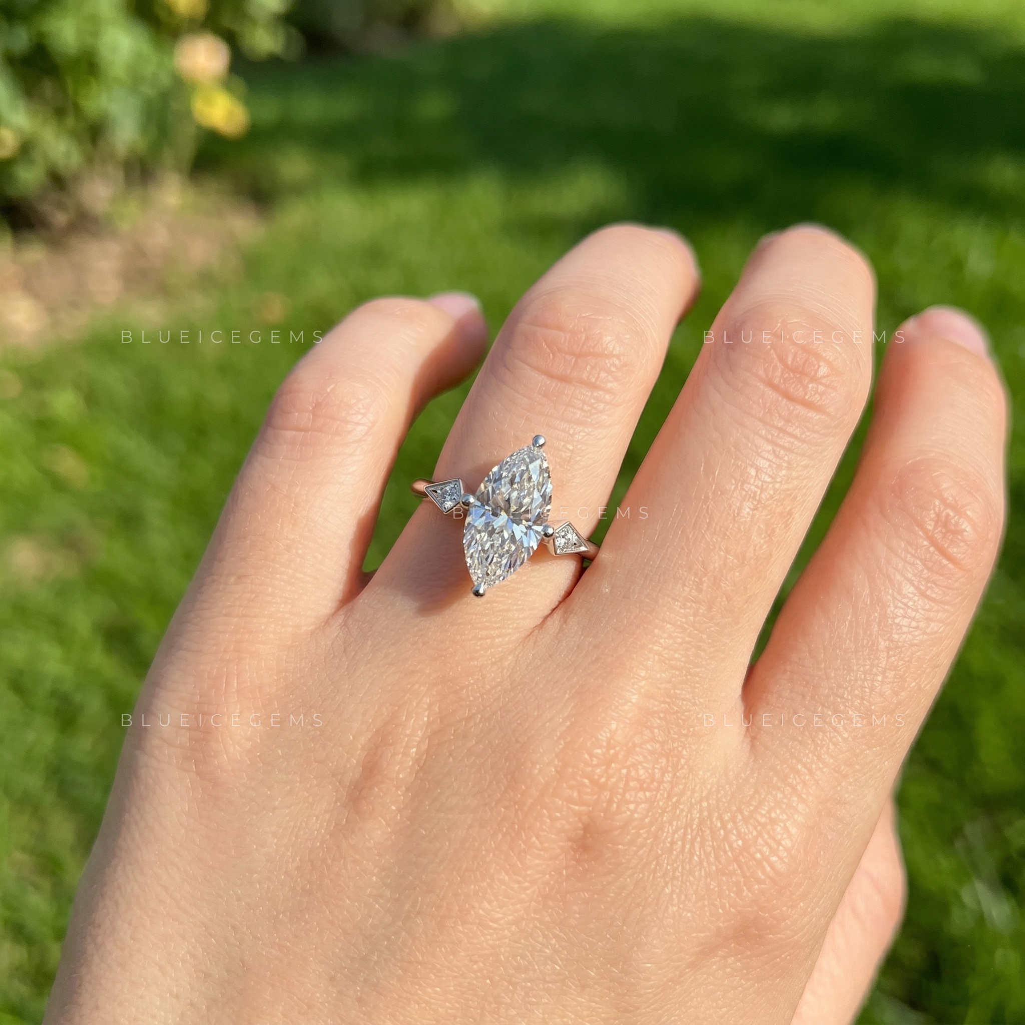 Stellar Silhouette Marquise Cut Hidden Halo Ring
