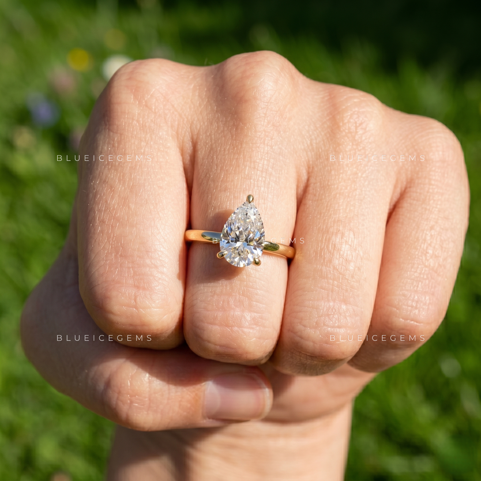 Aurielle Pear Cut Solitaire Engagement Ring