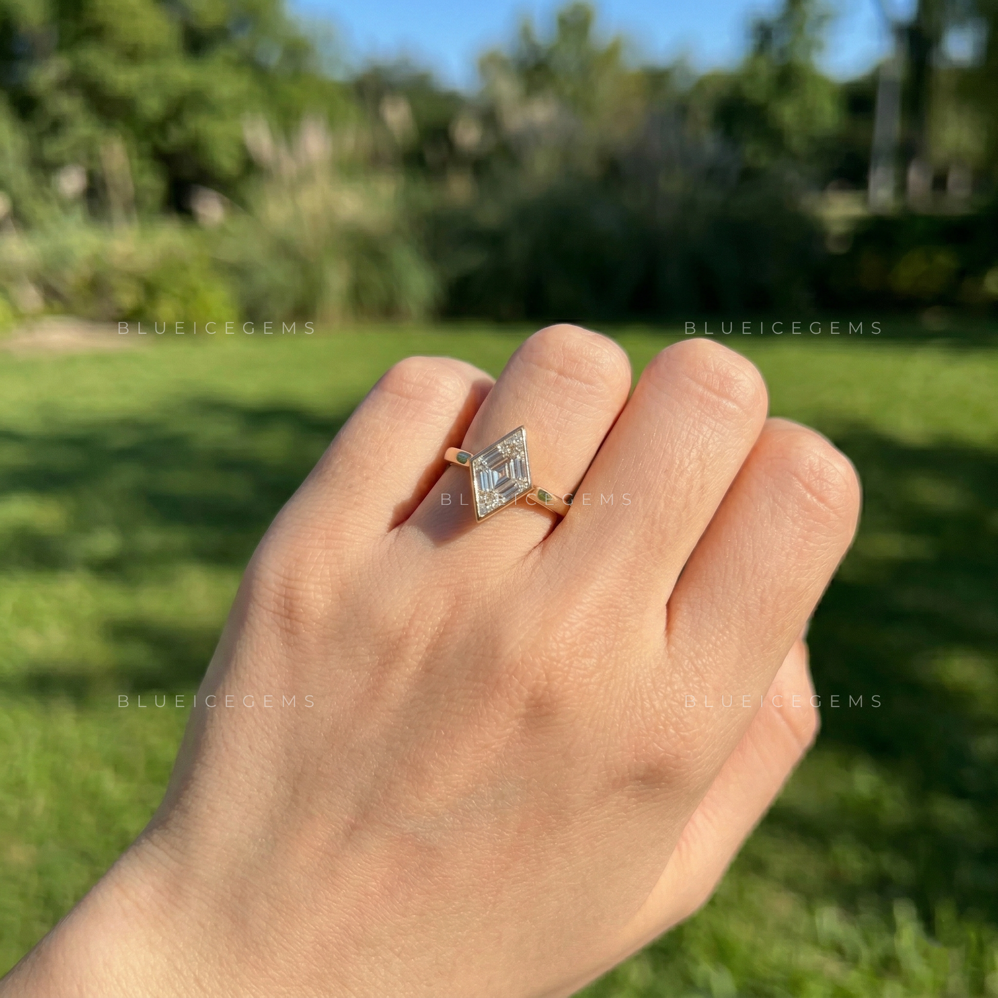 Geometric Elegance Lozenge Cut Solitaire Engagement Ring