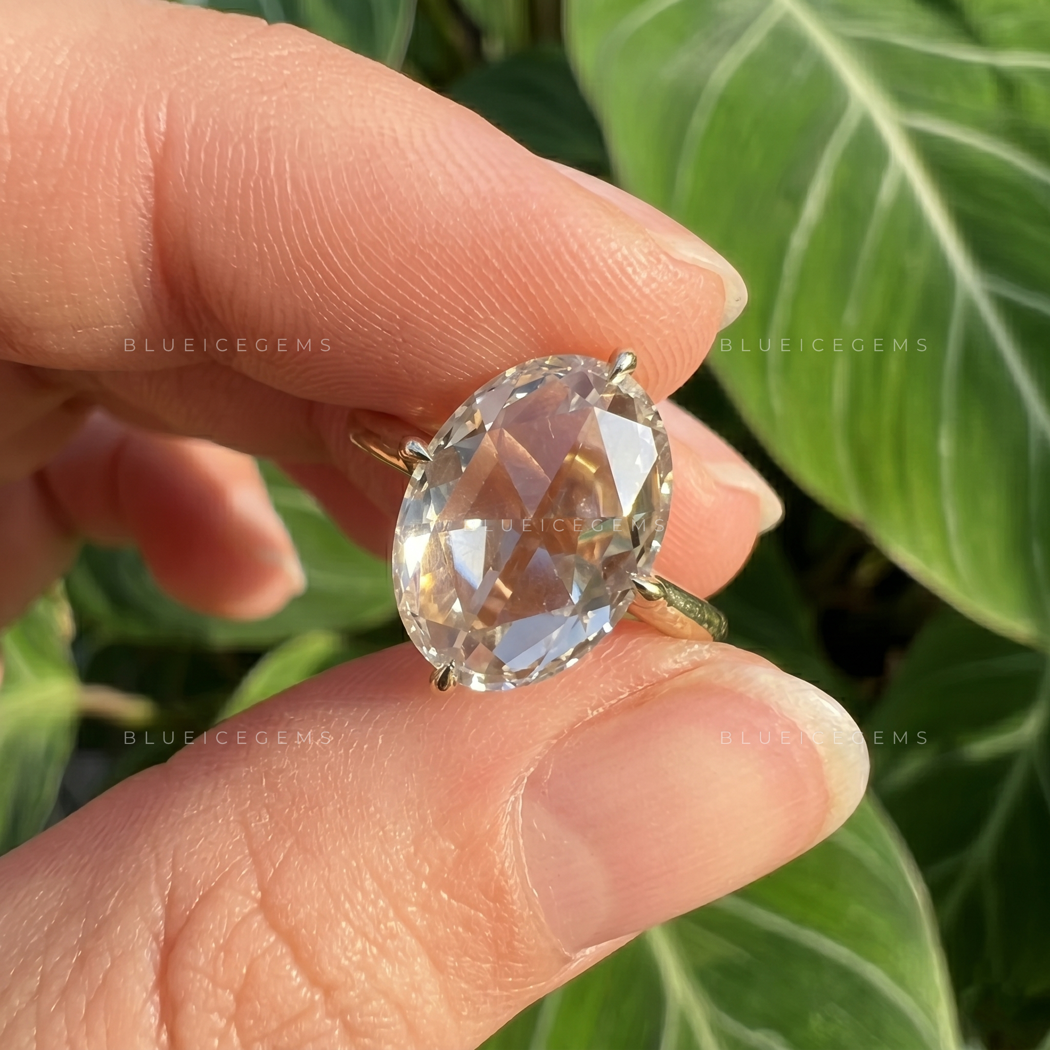 Vintage Elegance Oval Rose Cut Solitaire Open Gallery Ring