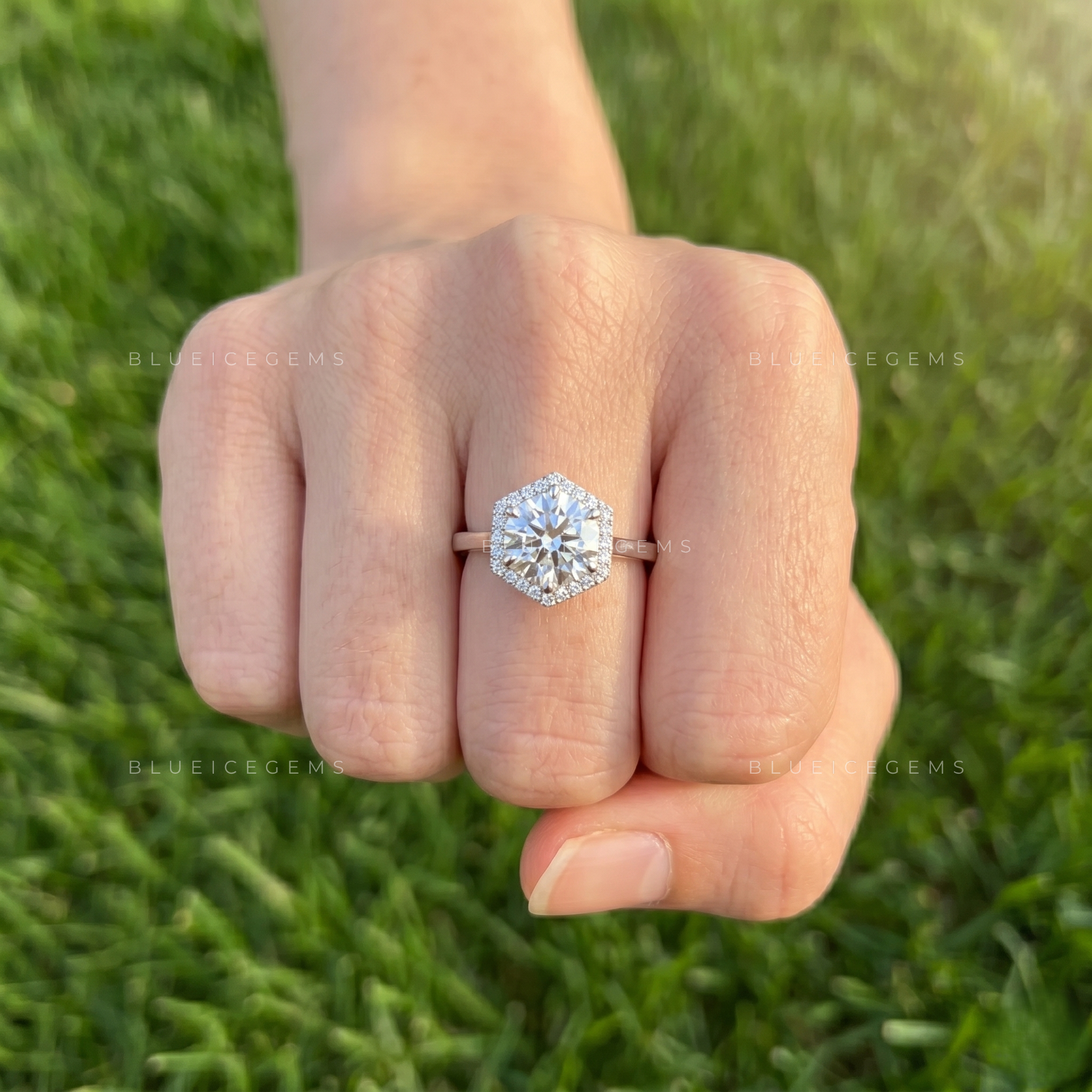Celestial Glow Round Brilliant Cut Halo Engagement Ring