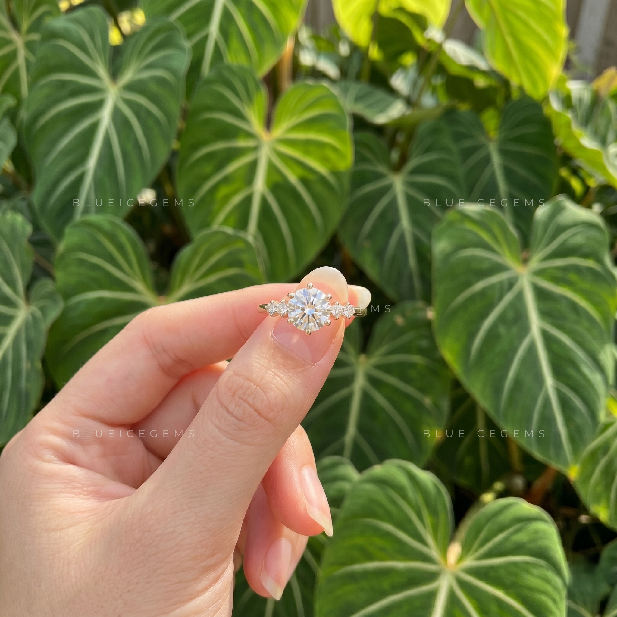 Round Brilliant Cut Dainty Solitaire Pave Engagement Ring