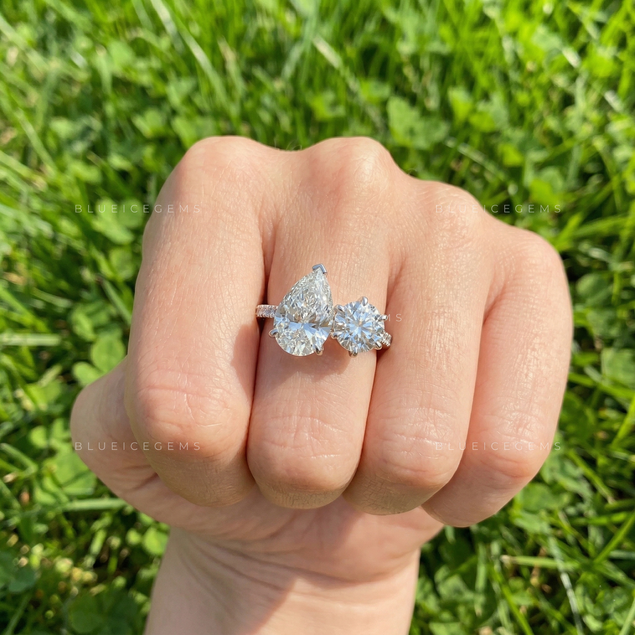 Celestial Harmony Pear and Round "Toi et Moi" Engagement Ring
