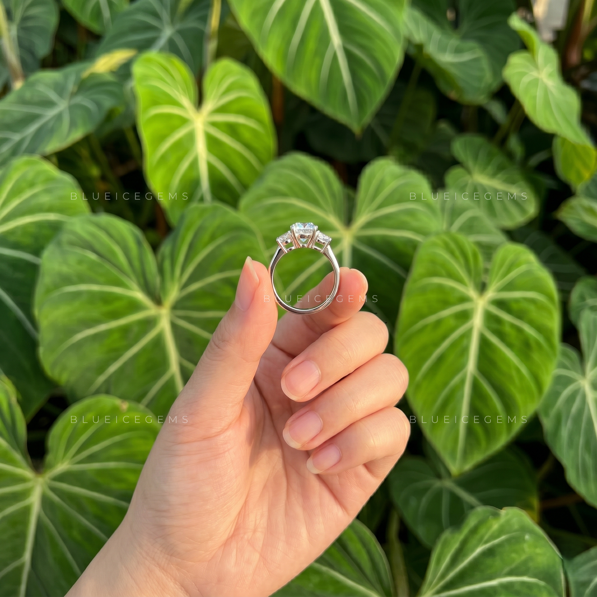 Celestial Splendor Round Brilliant Three Stone Trilogy Engagement Ring