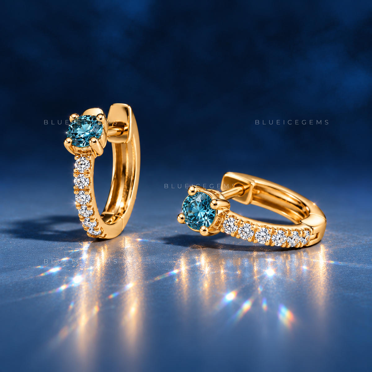 Malibu Blue Pavé Huggie Earrings