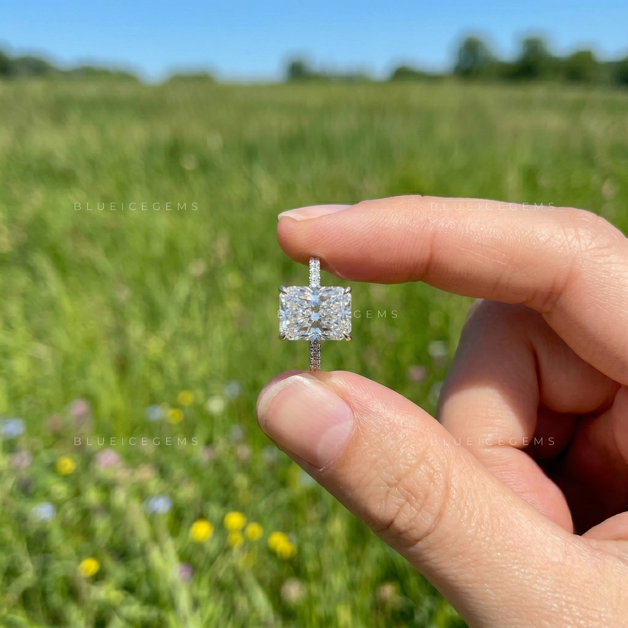 Electric Radiance Radiant Cut Pavé Engagement Ring