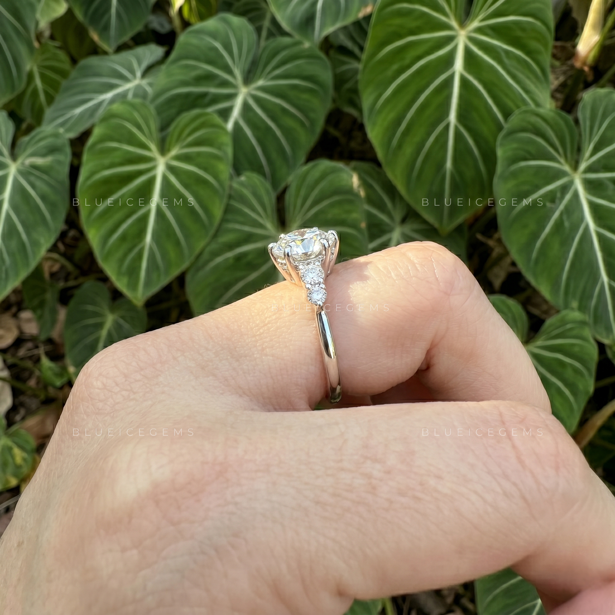 Seven Stone Accent Round Cut Engagement Ring