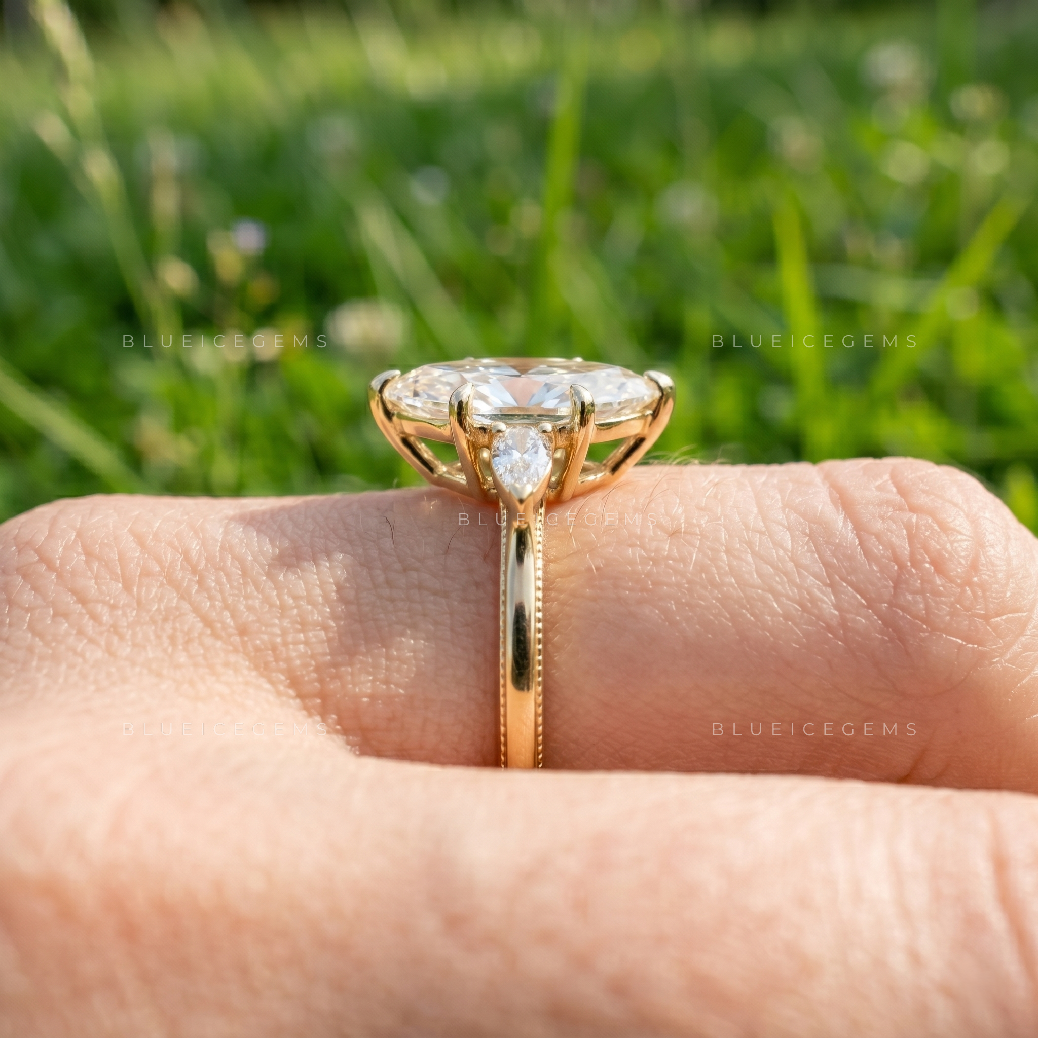 Regal Whisper Marquise Brilliant Cut Accent Solitaire Engagement Ring