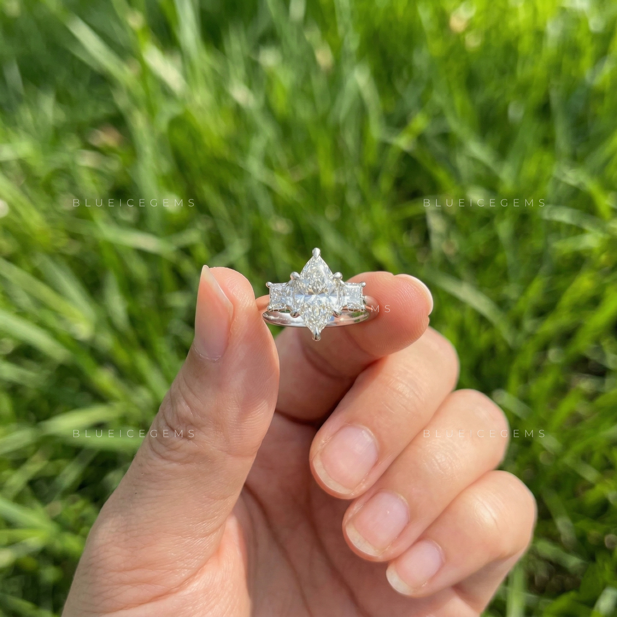 Imperial Sophistication Dutch Marquise and Princess Cut Trilogy Ring