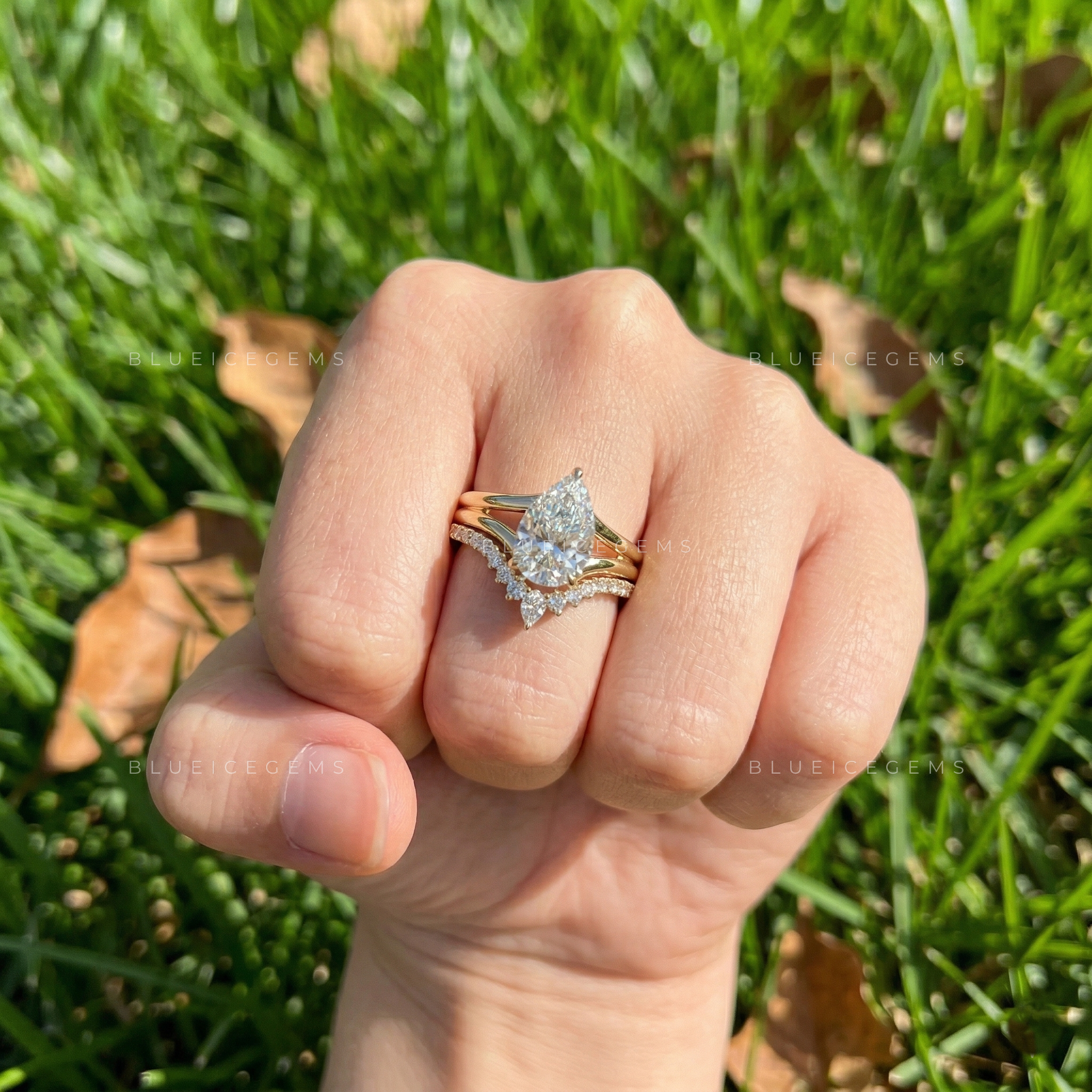 Celestial Pear Cut Engagement Set: The Ultimate Tiara Stacker