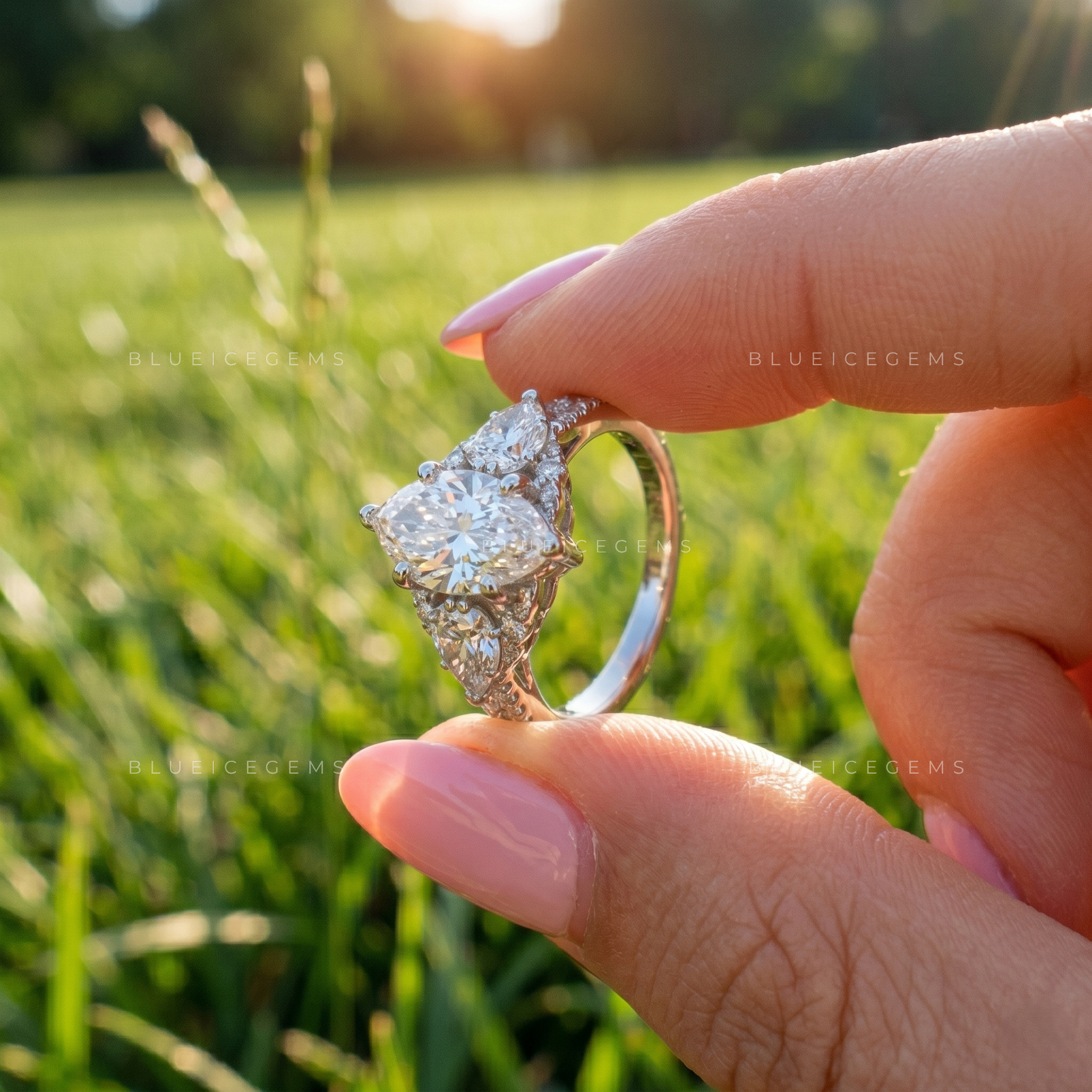 Botanical Radiance Marquise Cut Floral Engagement Ring