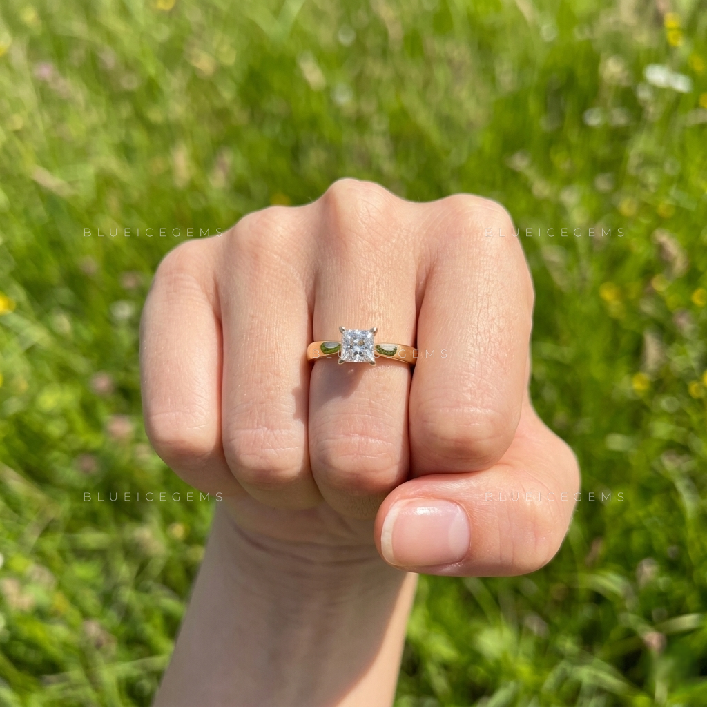 Elegant Allure Princess Cut Tapered Shank Engagement Ring