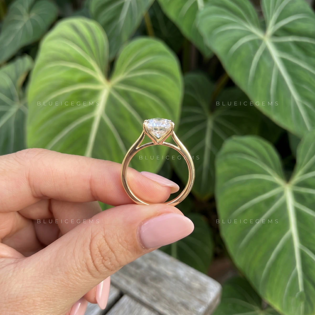 Pear Cut Split Band Hidden Halo Solitaire Engagement Ring
