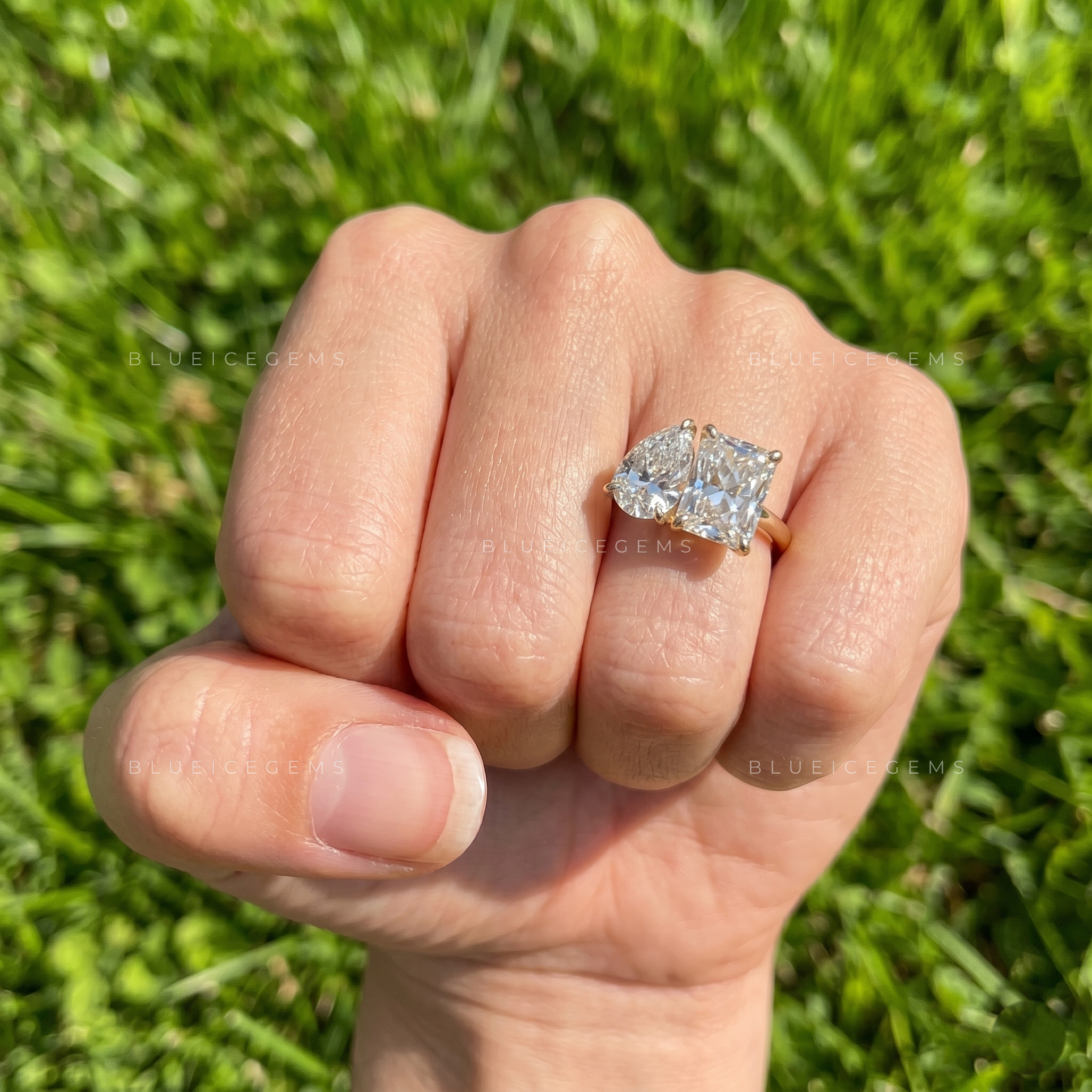 Luminous Elegance Radiant Cut Three Stone Engagement Ring