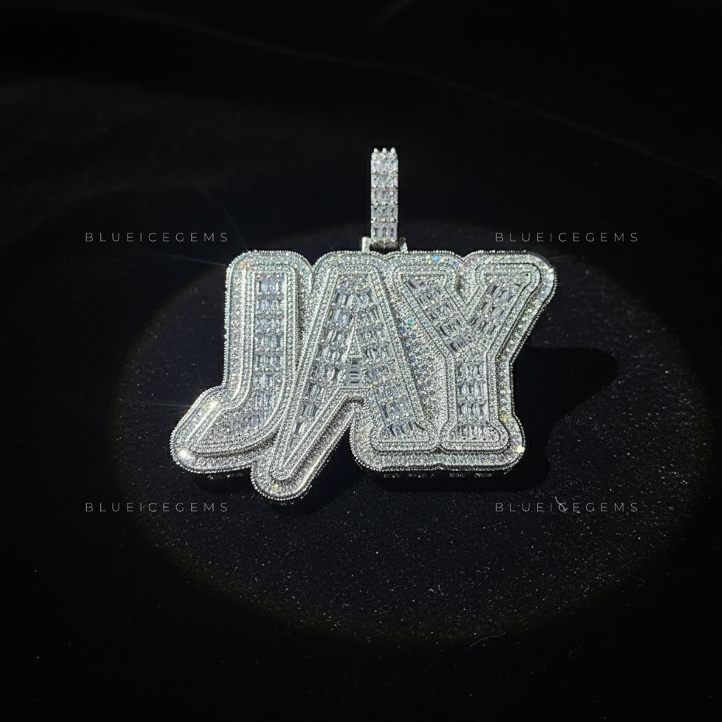 "JAY" Custom Baguette & Round Diamond Pendant