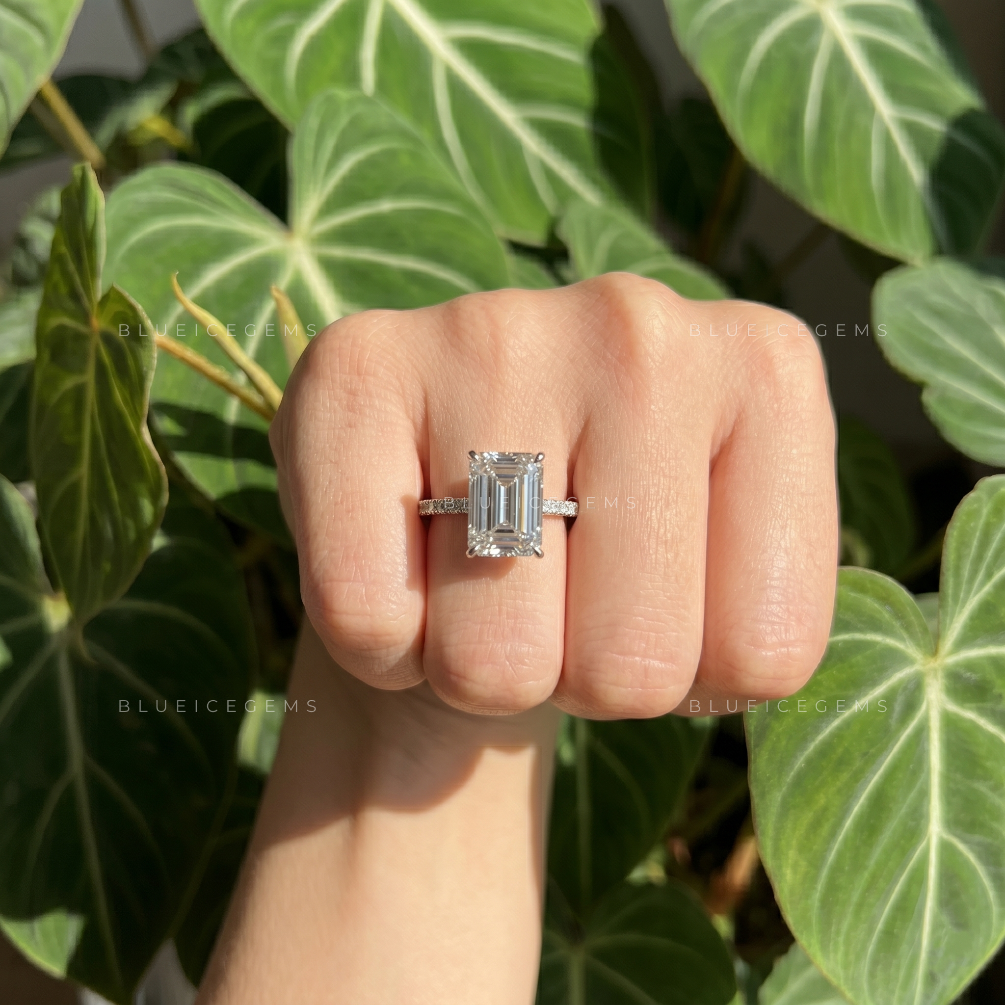 Architectural Elegance Emerald Cut Claw Prong Solitaire Engagement Ring