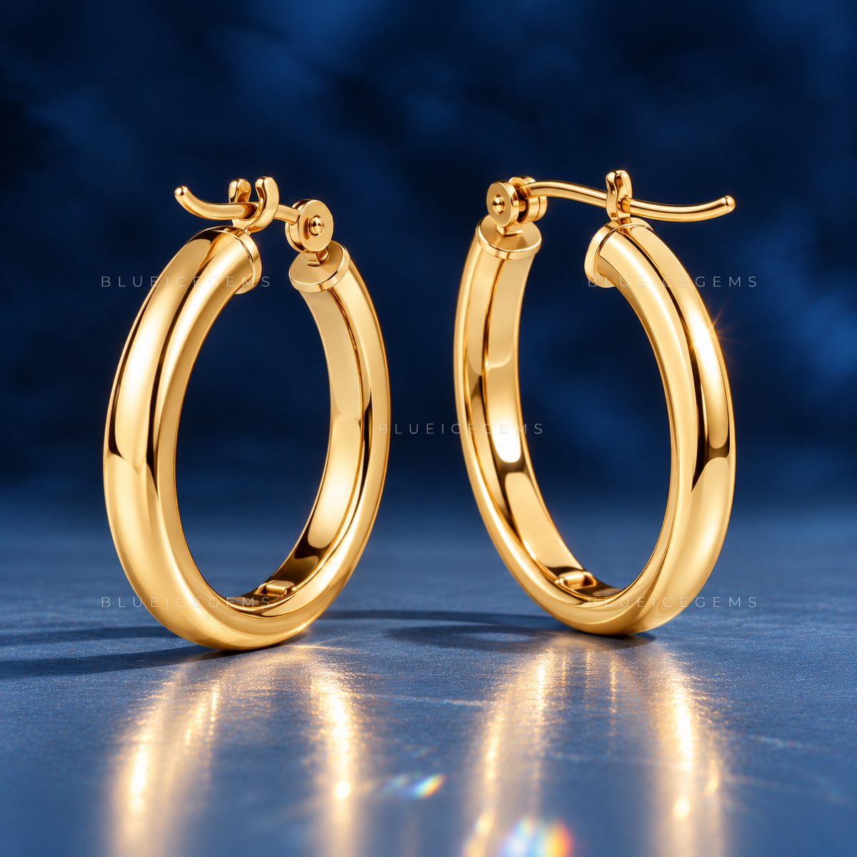 Polished Hollow Tube Hoop Earrings