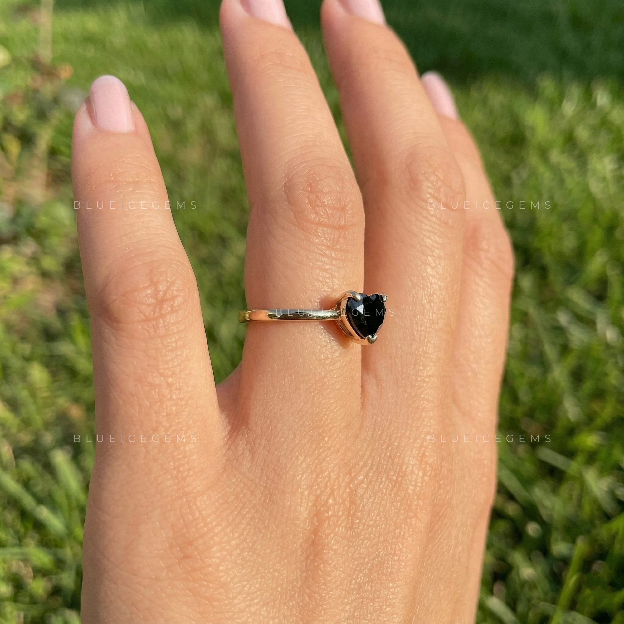 Midnight Noir Heart Cut Black Moissanite Solitaire Ring