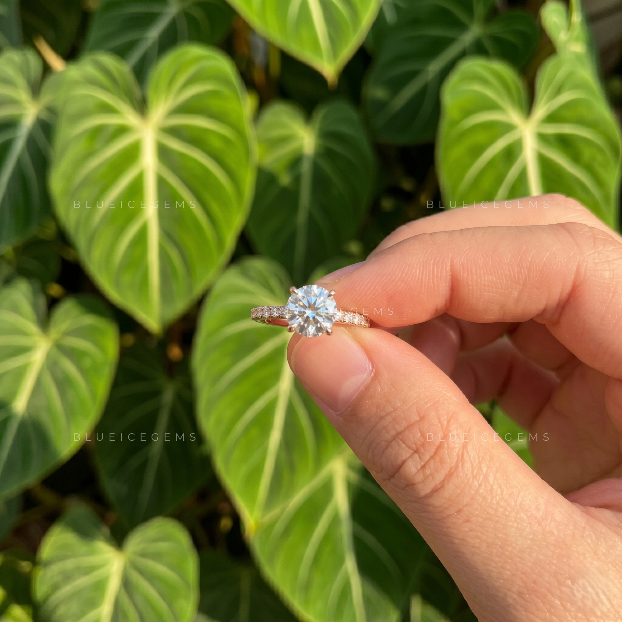 Enchanting Elegance Round Cut Hidden Halo Pave Engagement Ring