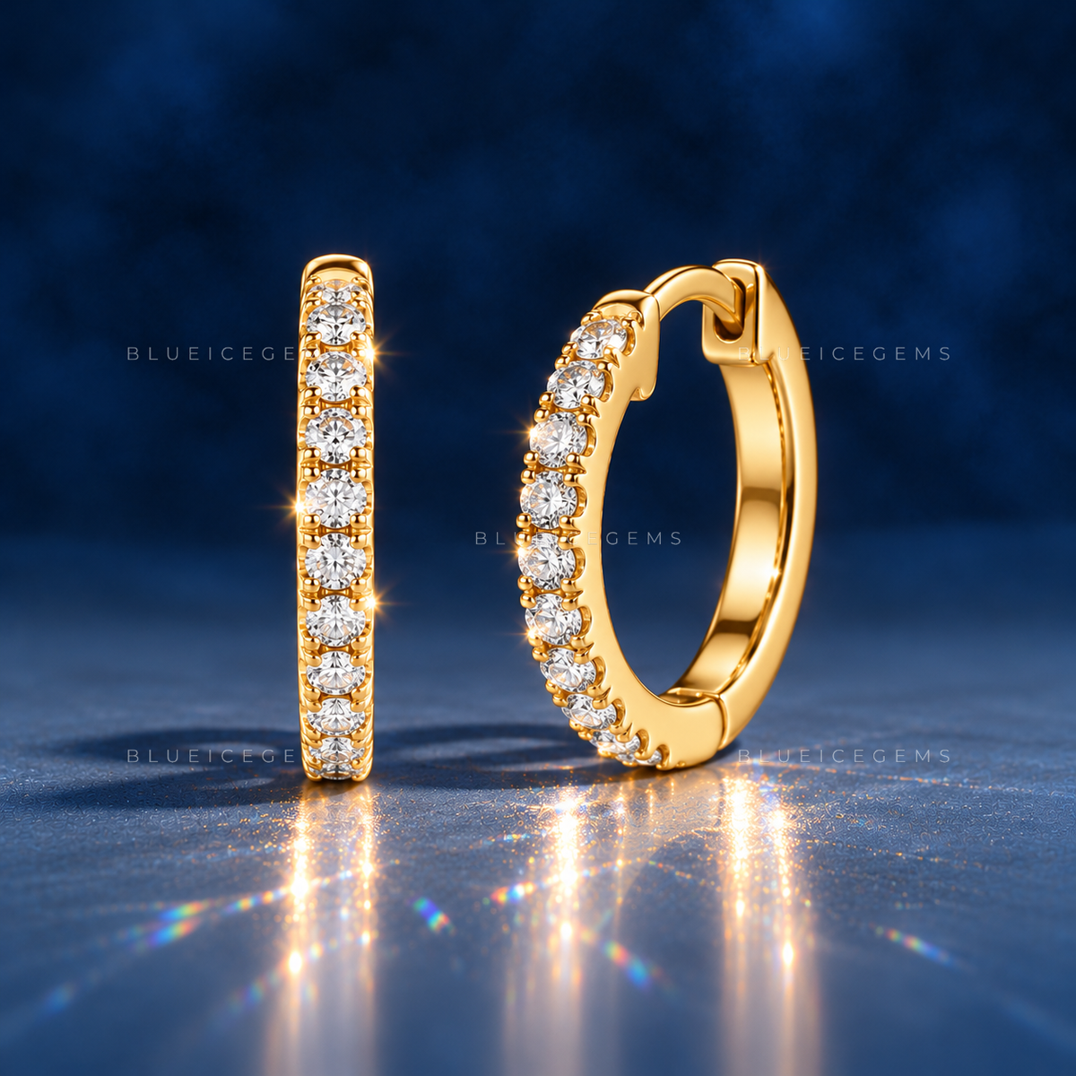 French Pavé Diamond Hoop Earrings