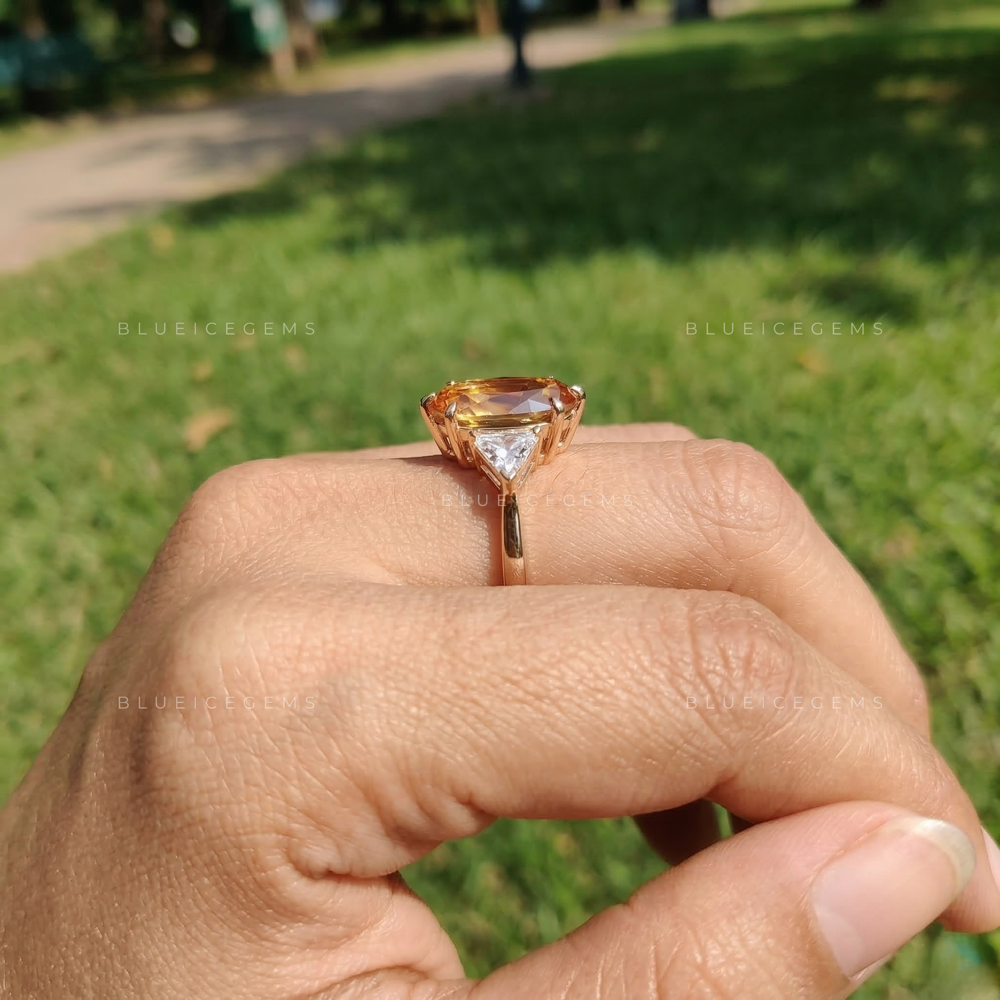 Antique Champagne Moval Rose Cut Five-Stone Ring