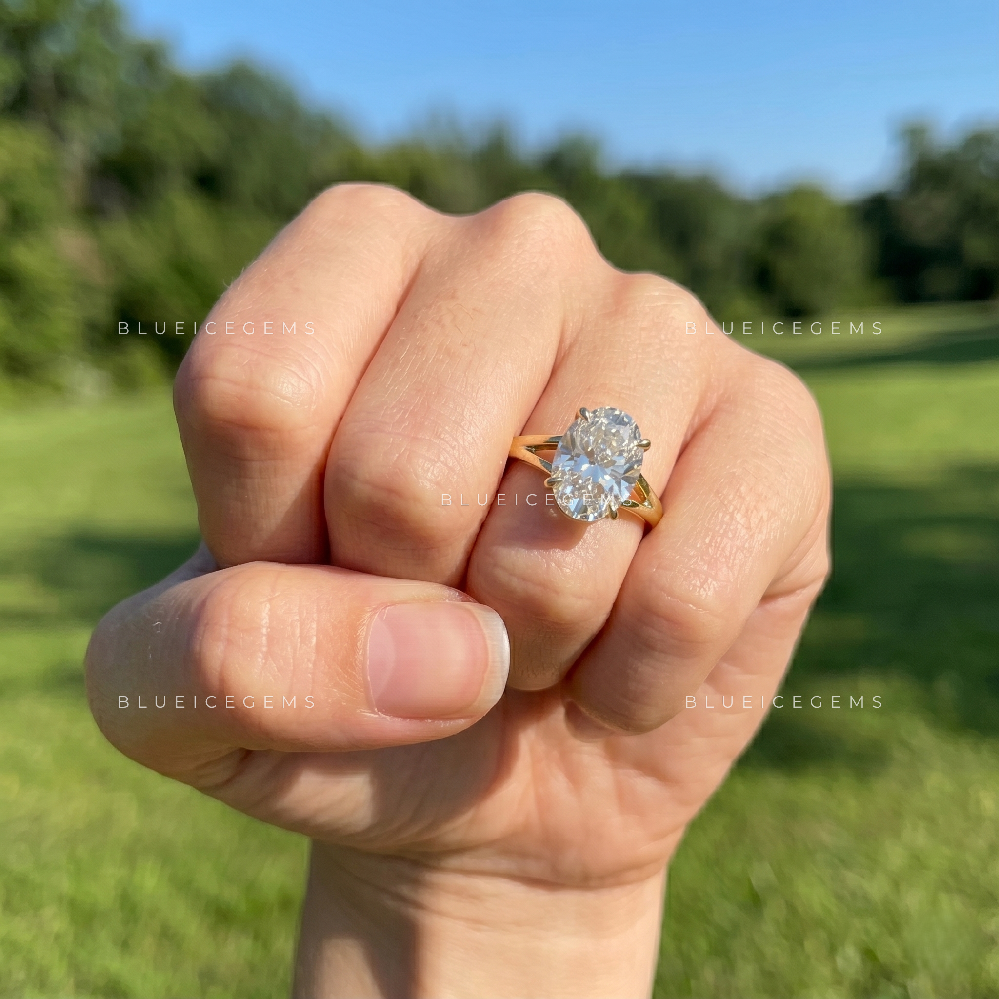 Aura Grace Oval Cut Split Shank Engagement Ring