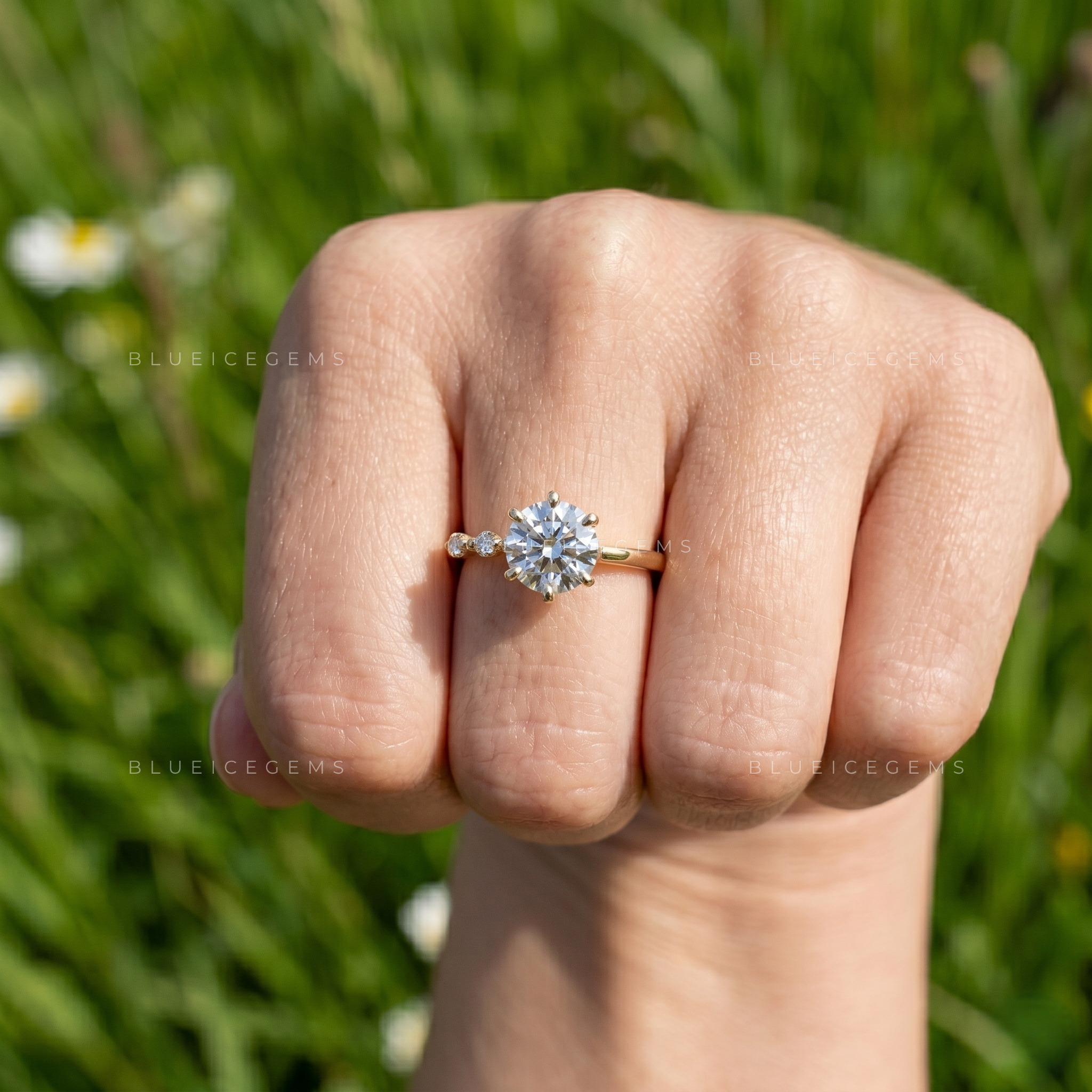 Trilogy of Love Round Brilliant Cut Three Stone Engagement Ring