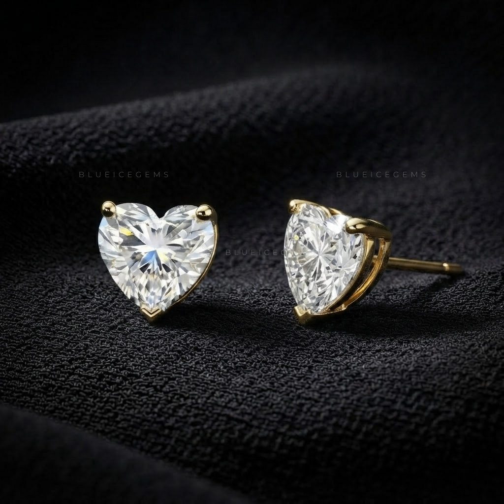 Luminous Heart 3-Prong Lab-Grown Diamond Stud Earrings