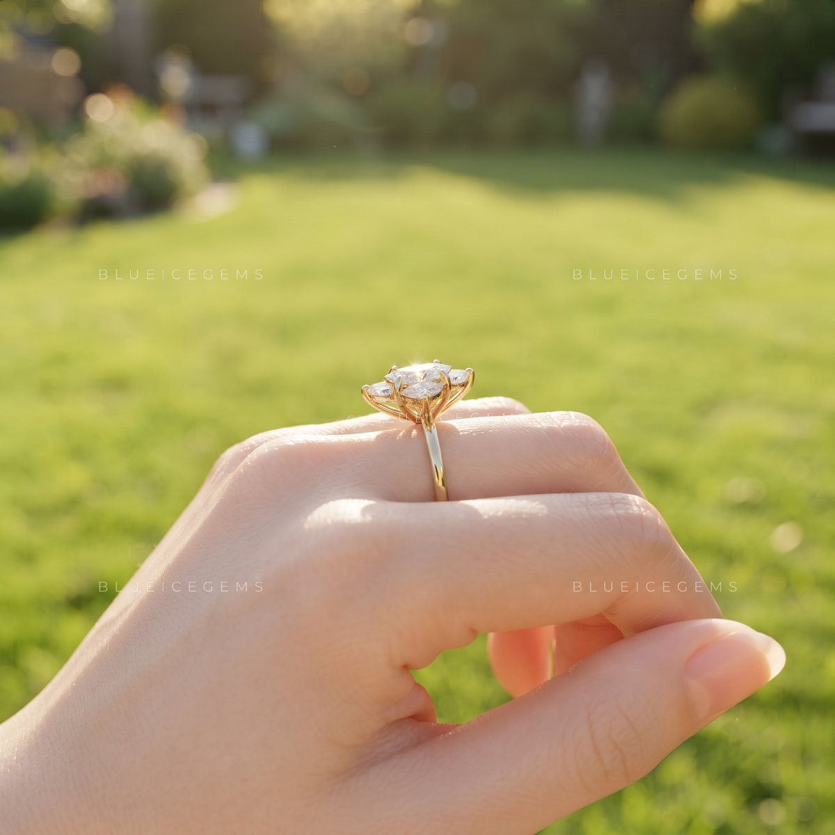 Diora Geometric Crown Engagement Ring