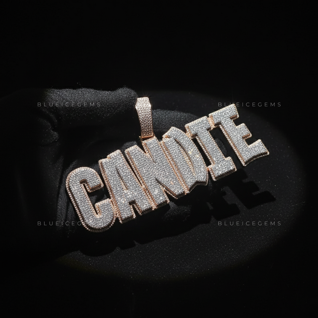 "CANDIE" Custom Iced-Out Block Name Pendant