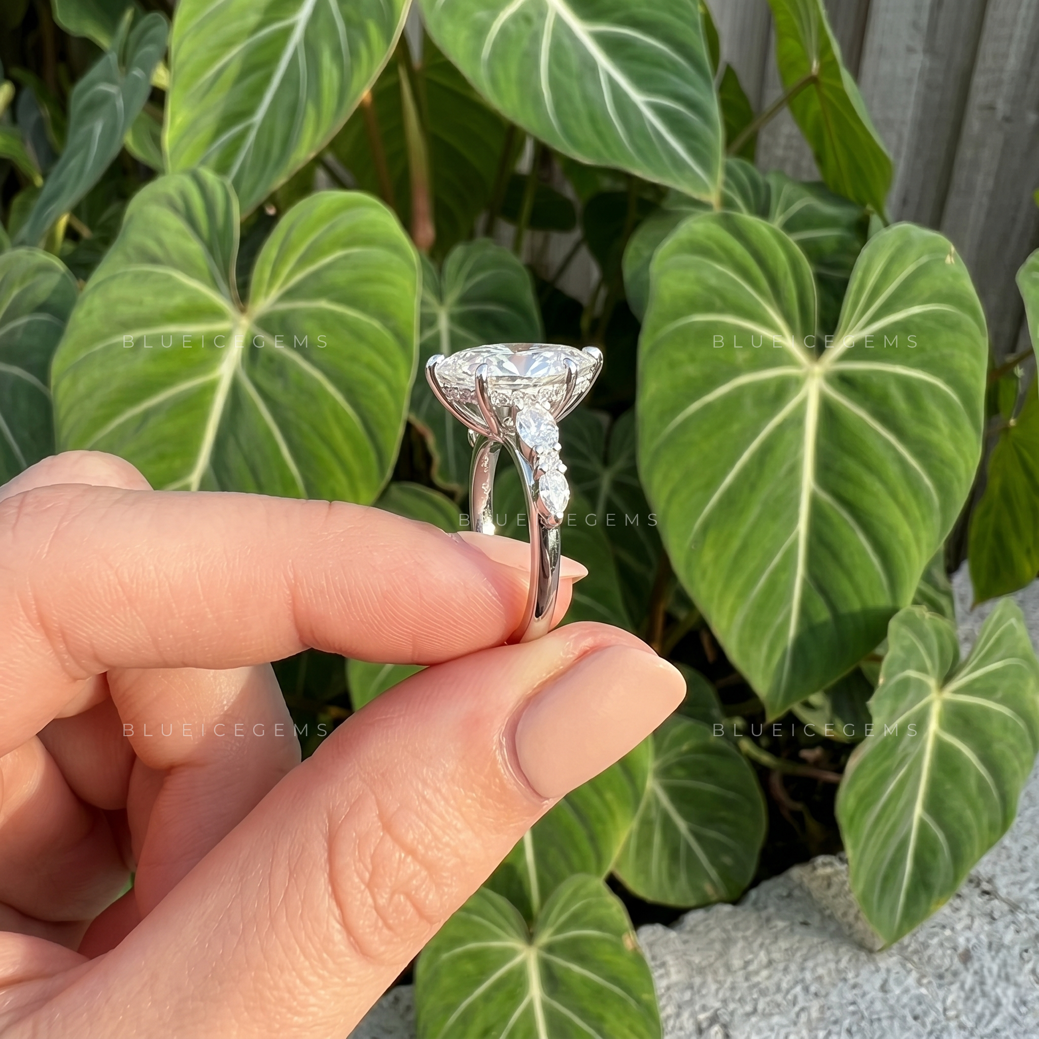 Graceful Allure Marquise Brilliant Cluster Solitaire Engagement Ring