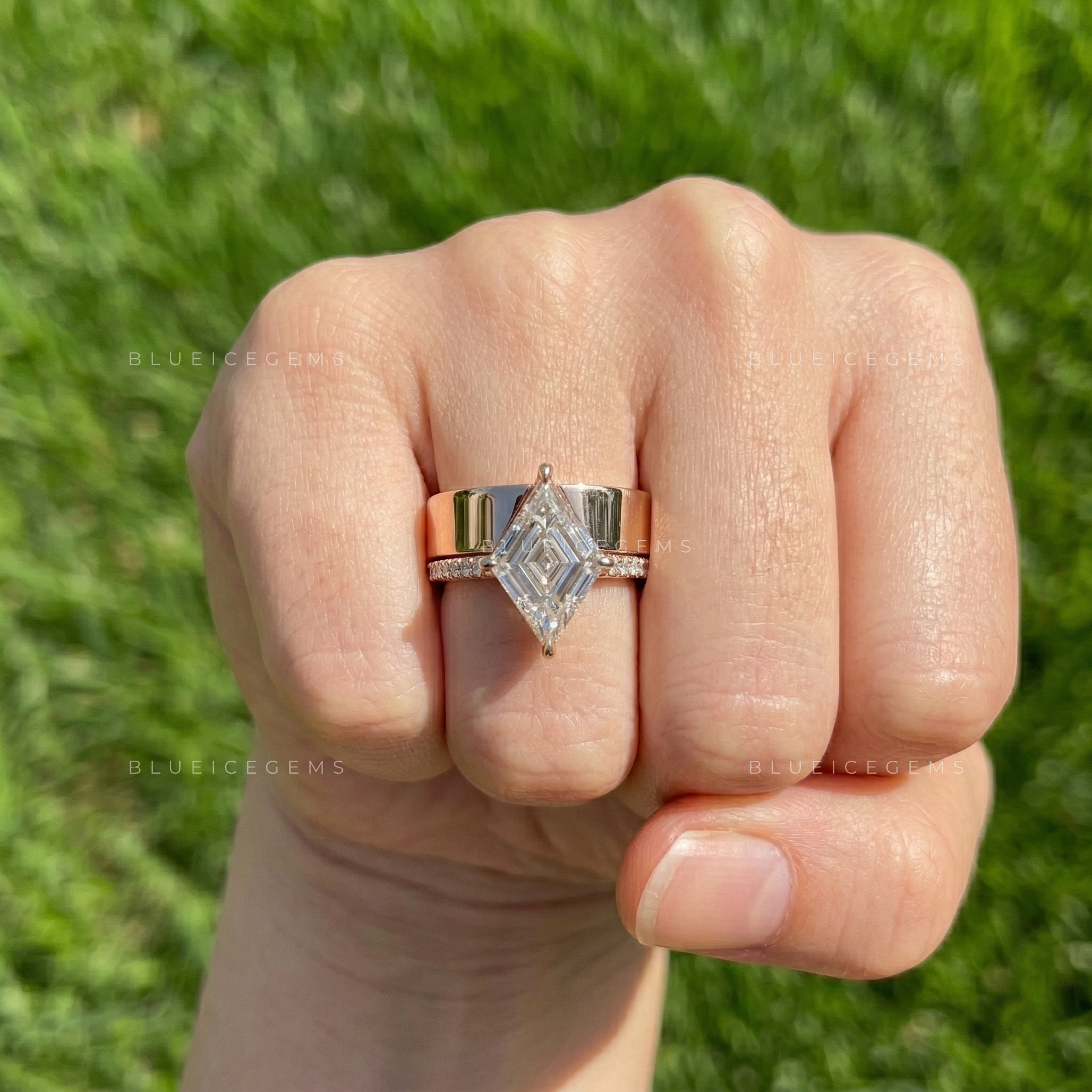Geometric Allure Lozenge Cut Hidden Accent Engagement Ring